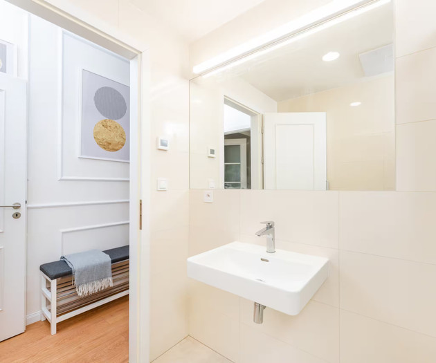 Bathroom leading to hallway