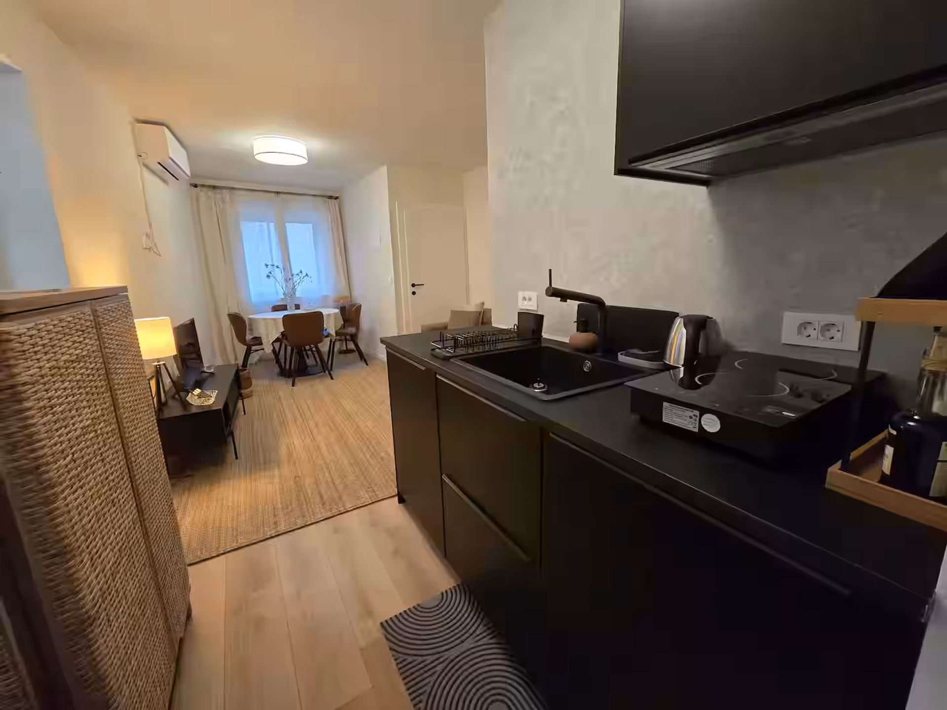 Kitchenette overlooking living area