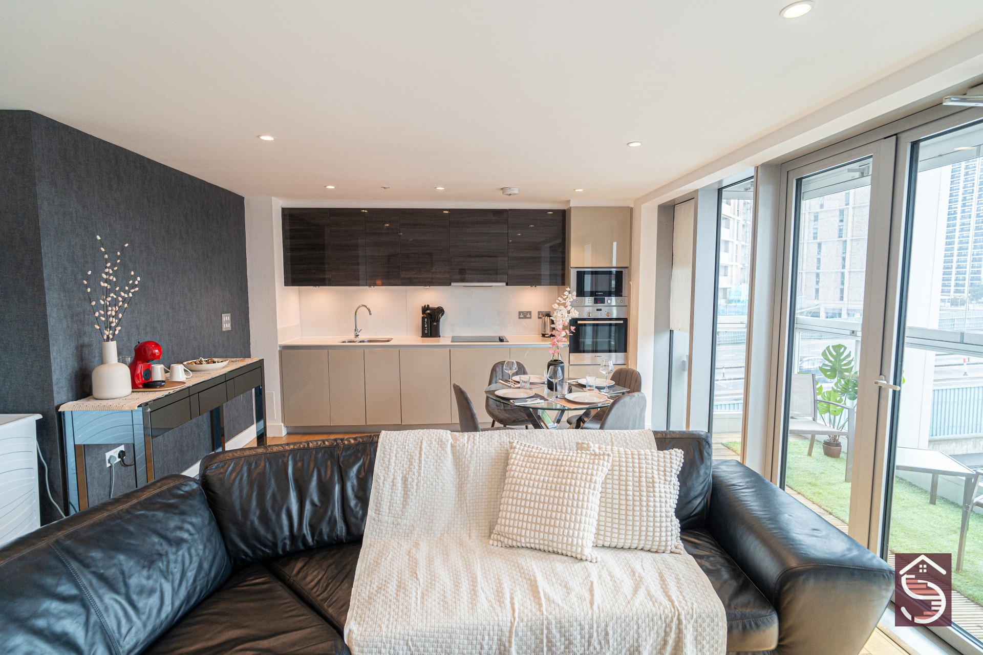 Living room and kitchen