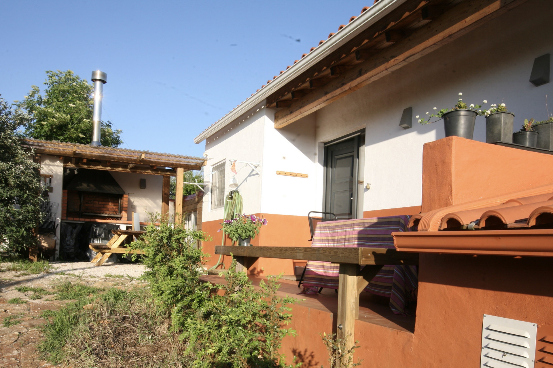The outside eating and cooking areas
