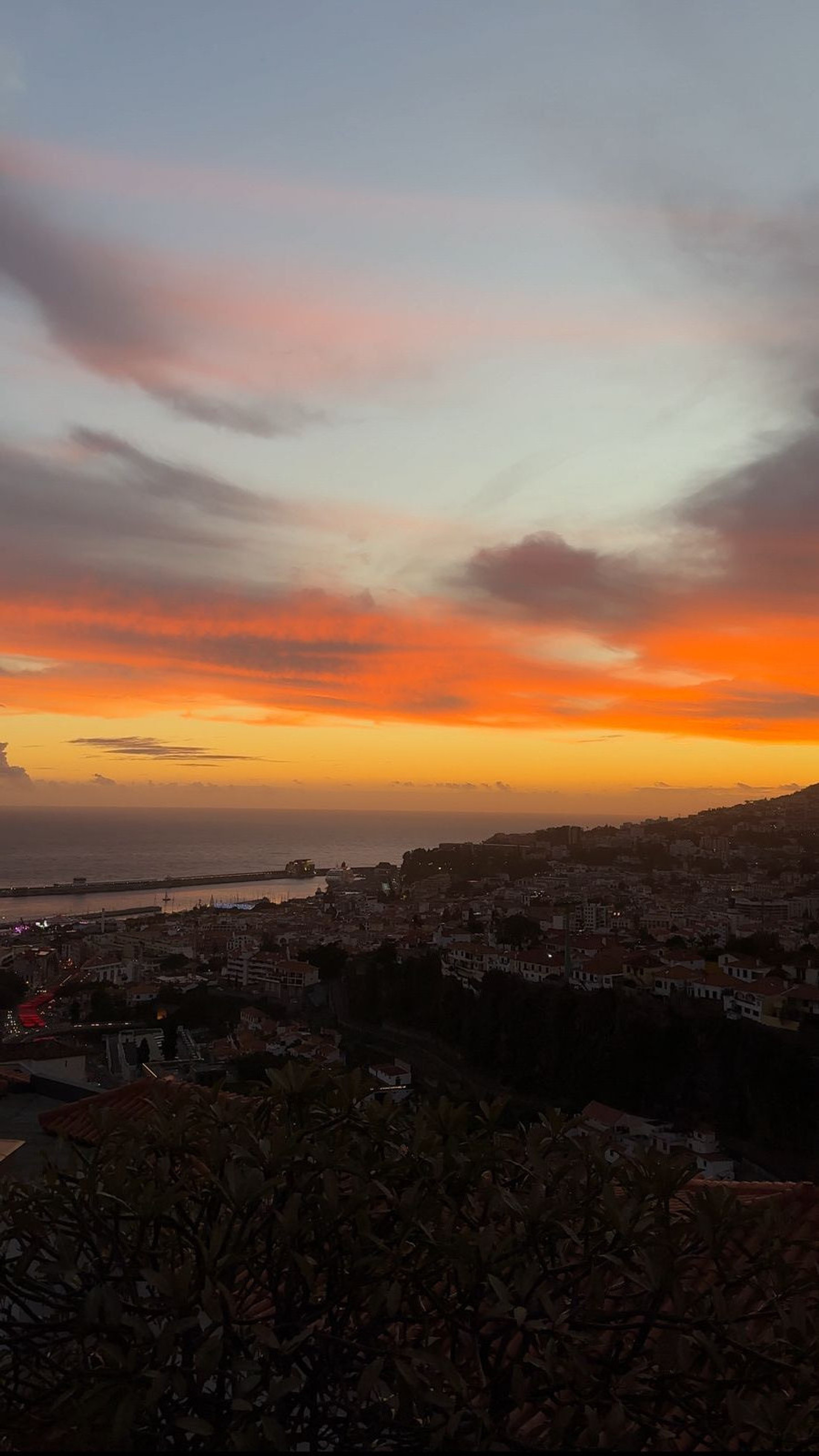 with views from balcony, evening