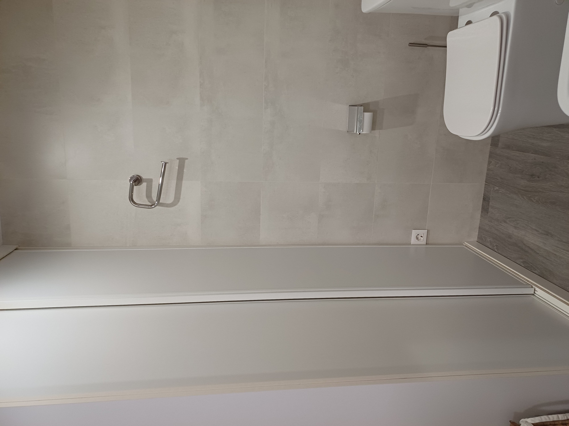 Bathroom sink and toilet area