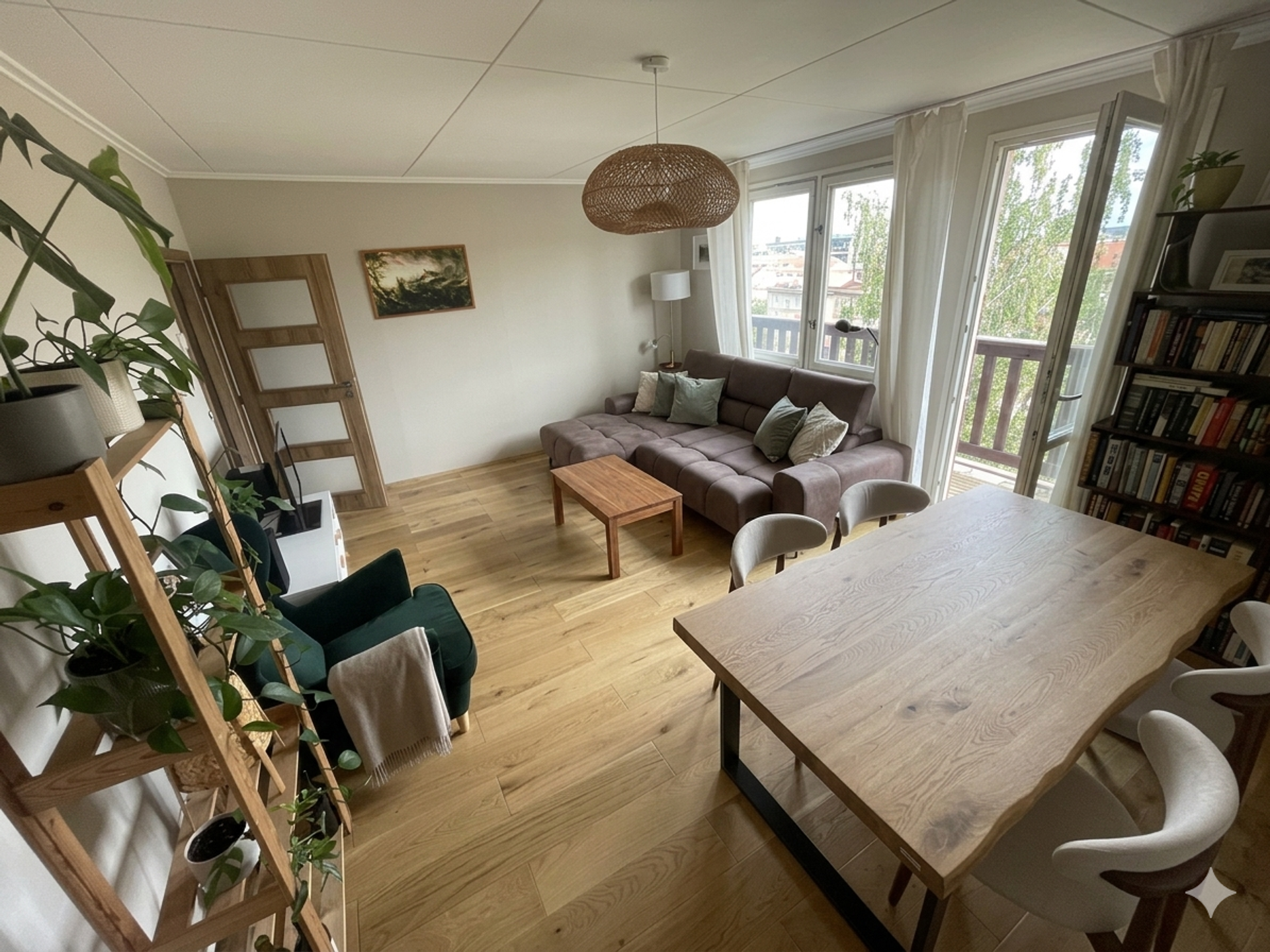Open living room with balcony