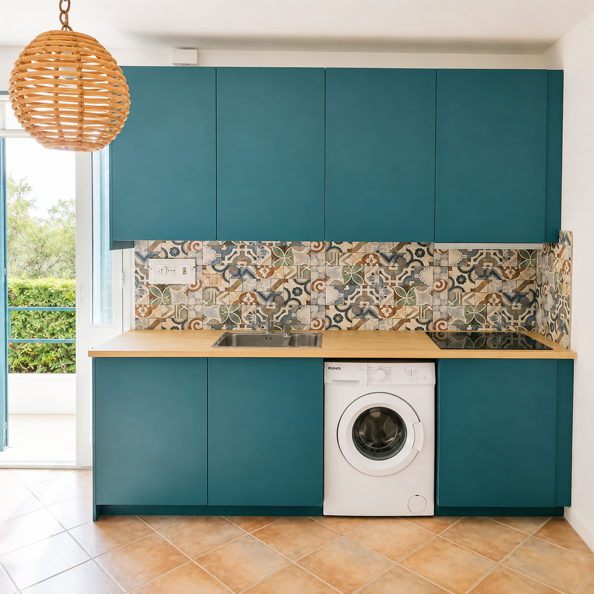 Modern kitchen with washer