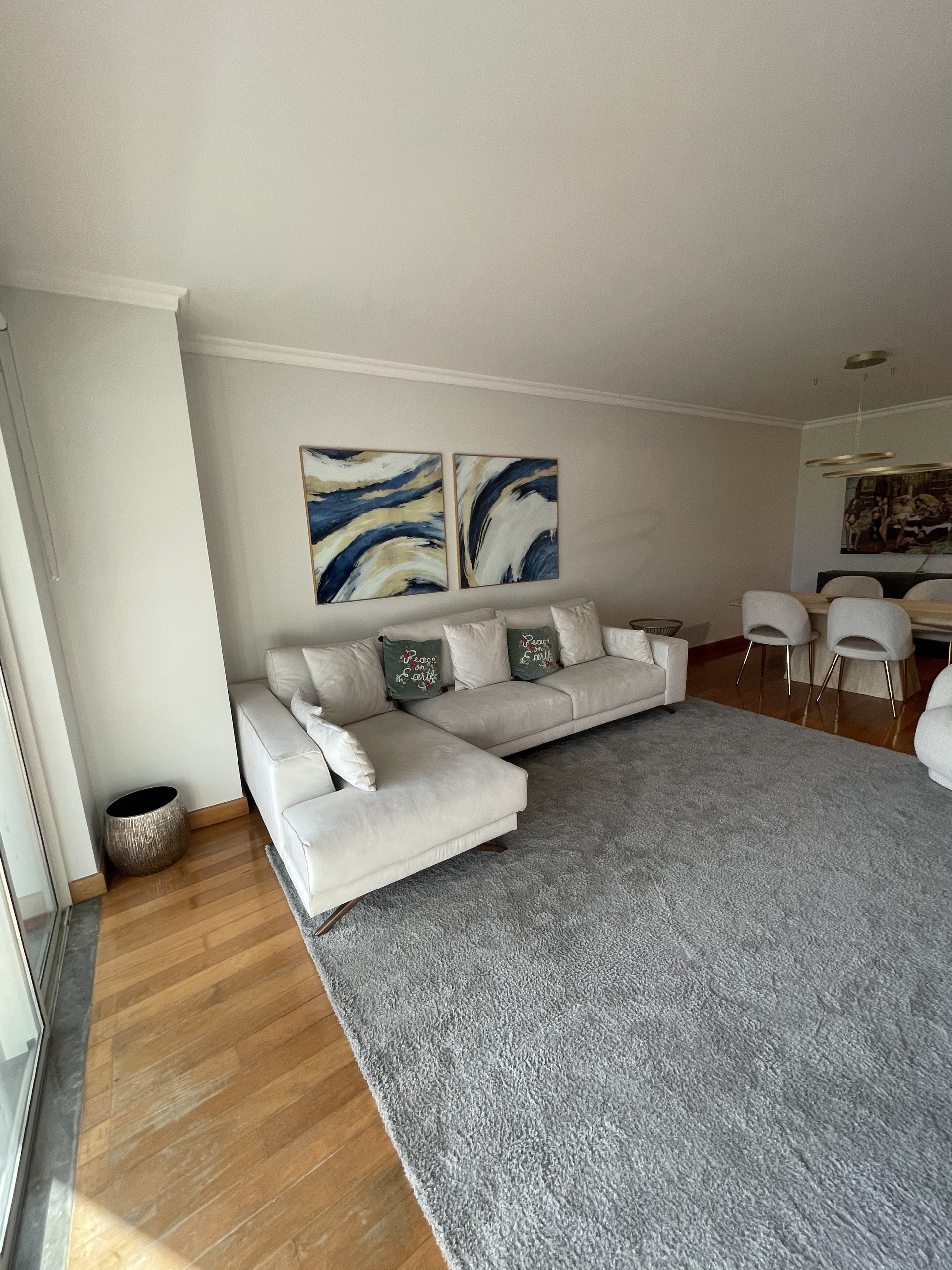 Bright living room with sofa