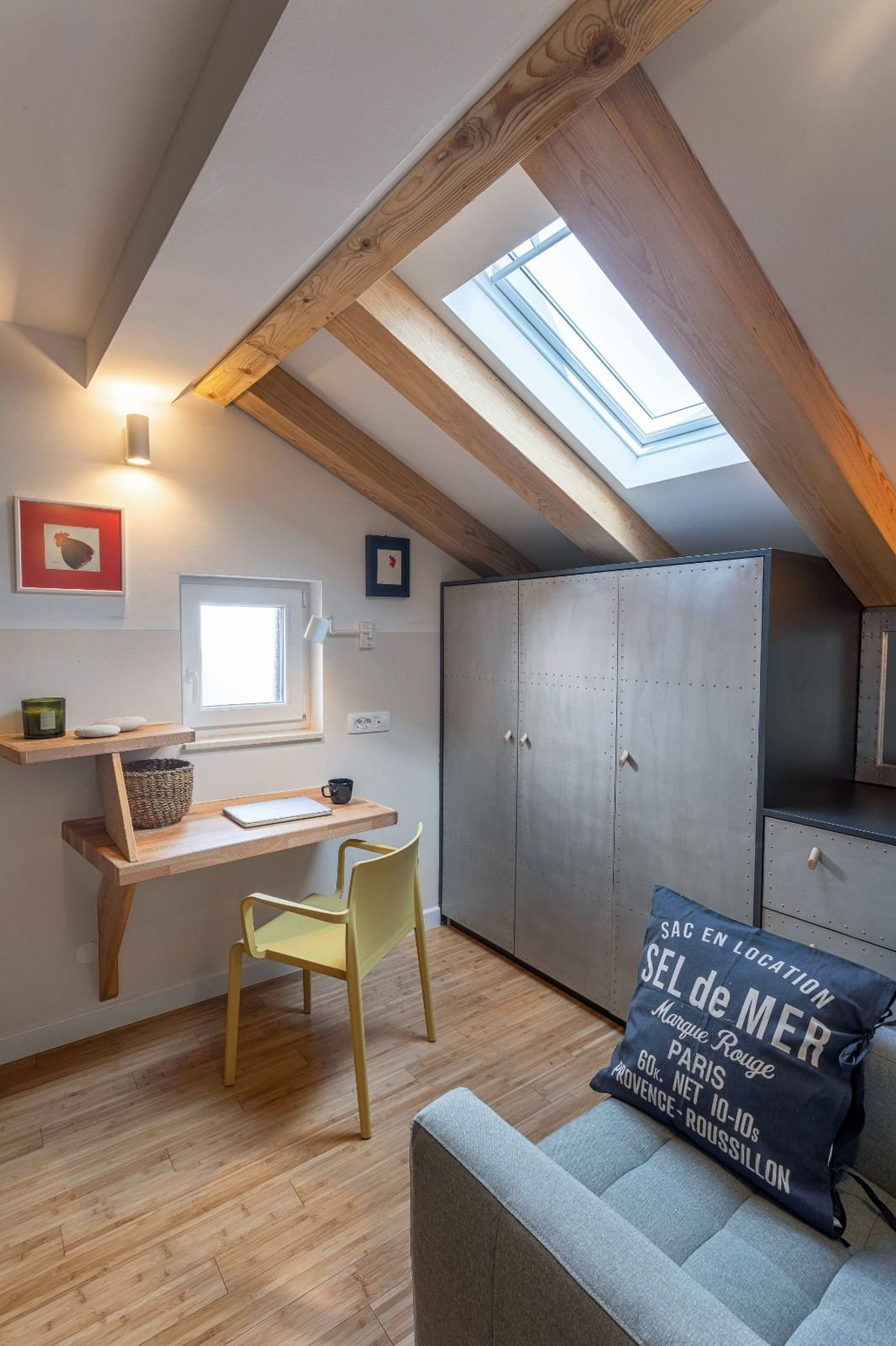 Attic office nook with skylight