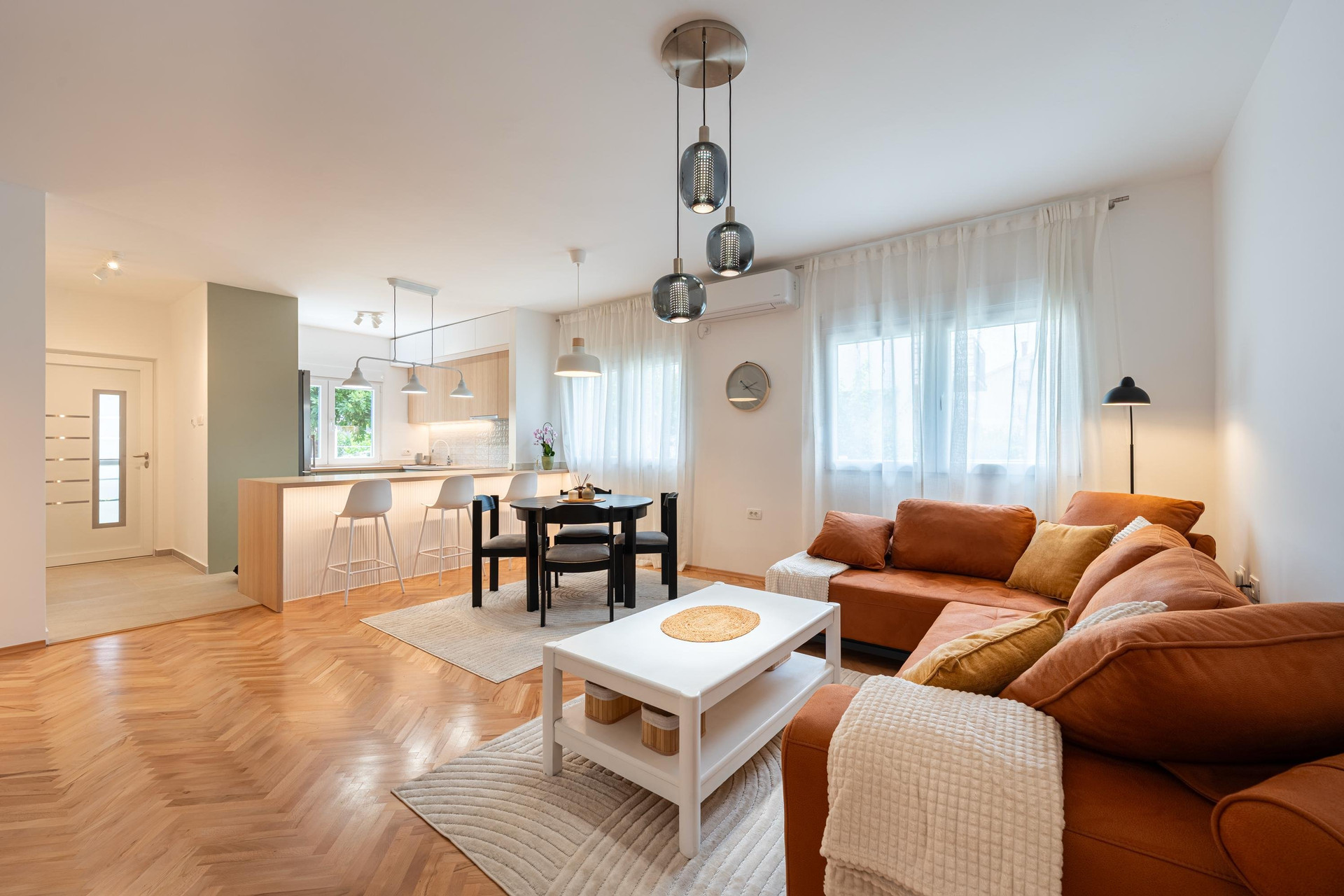 Open plan living dining kitchen area