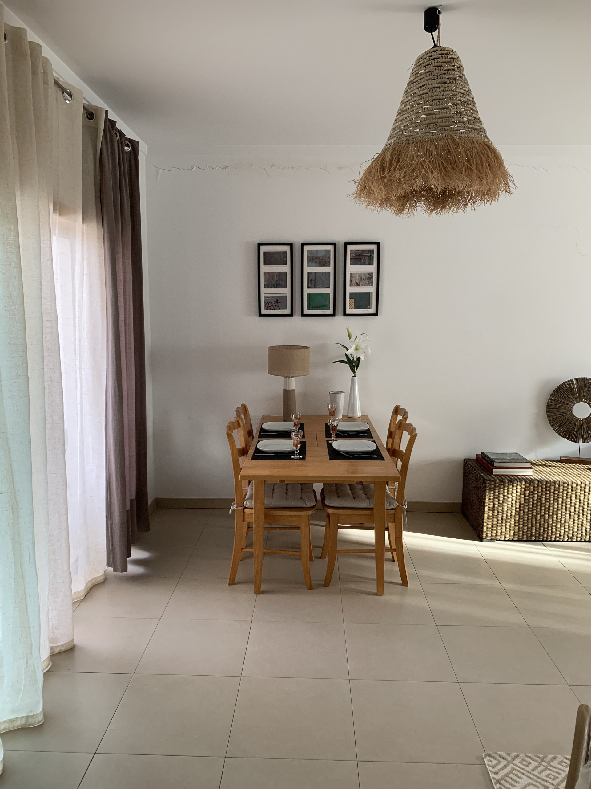 Dining area with boho decor