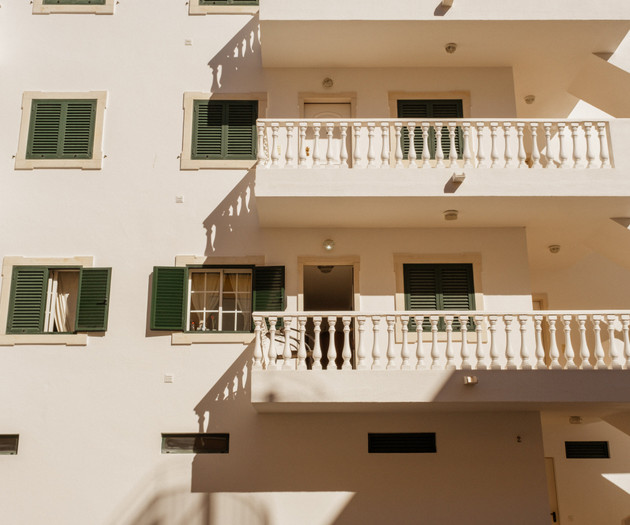 Building facade with balconies