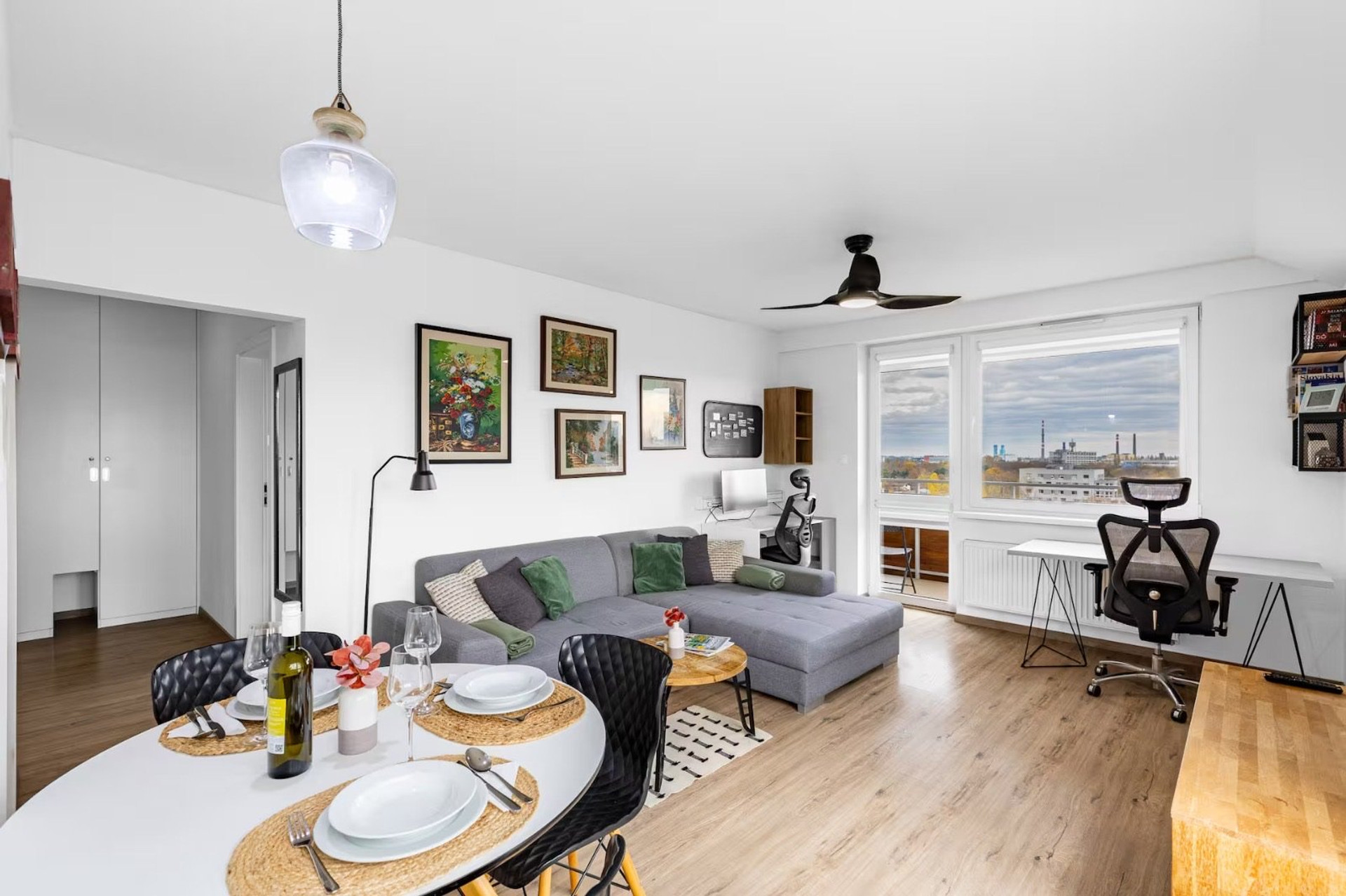Bright living and dining area