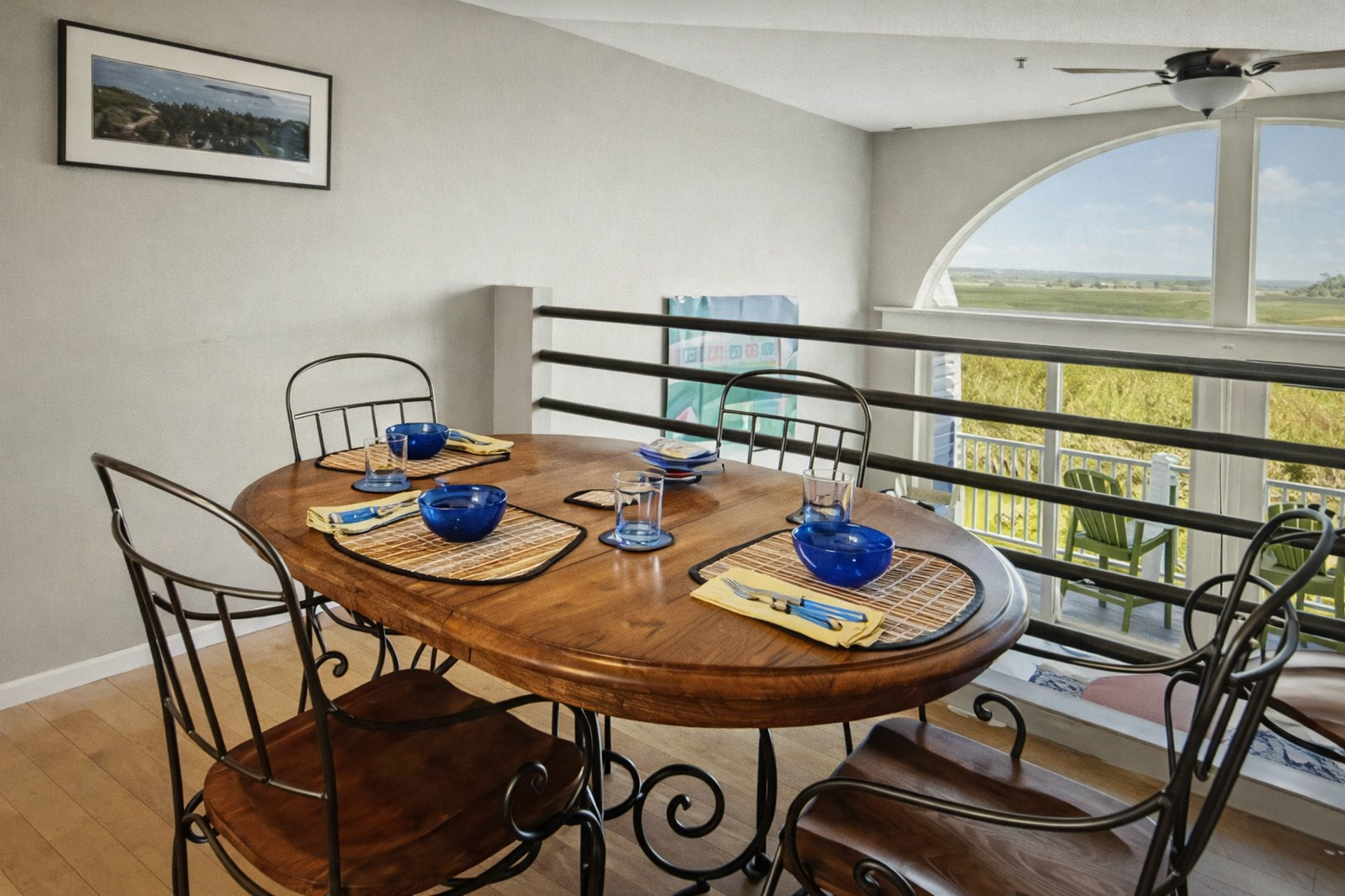 Dining area with marsh view