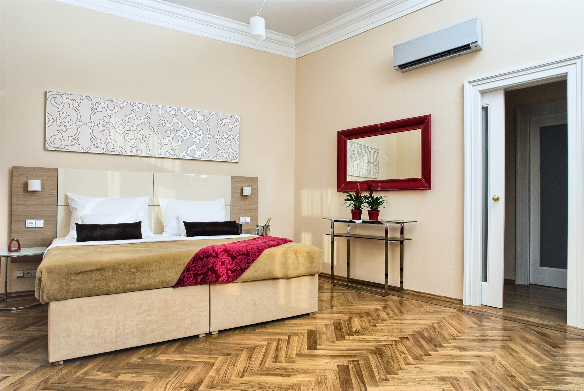 Spacious bedroom with king-sized double bed