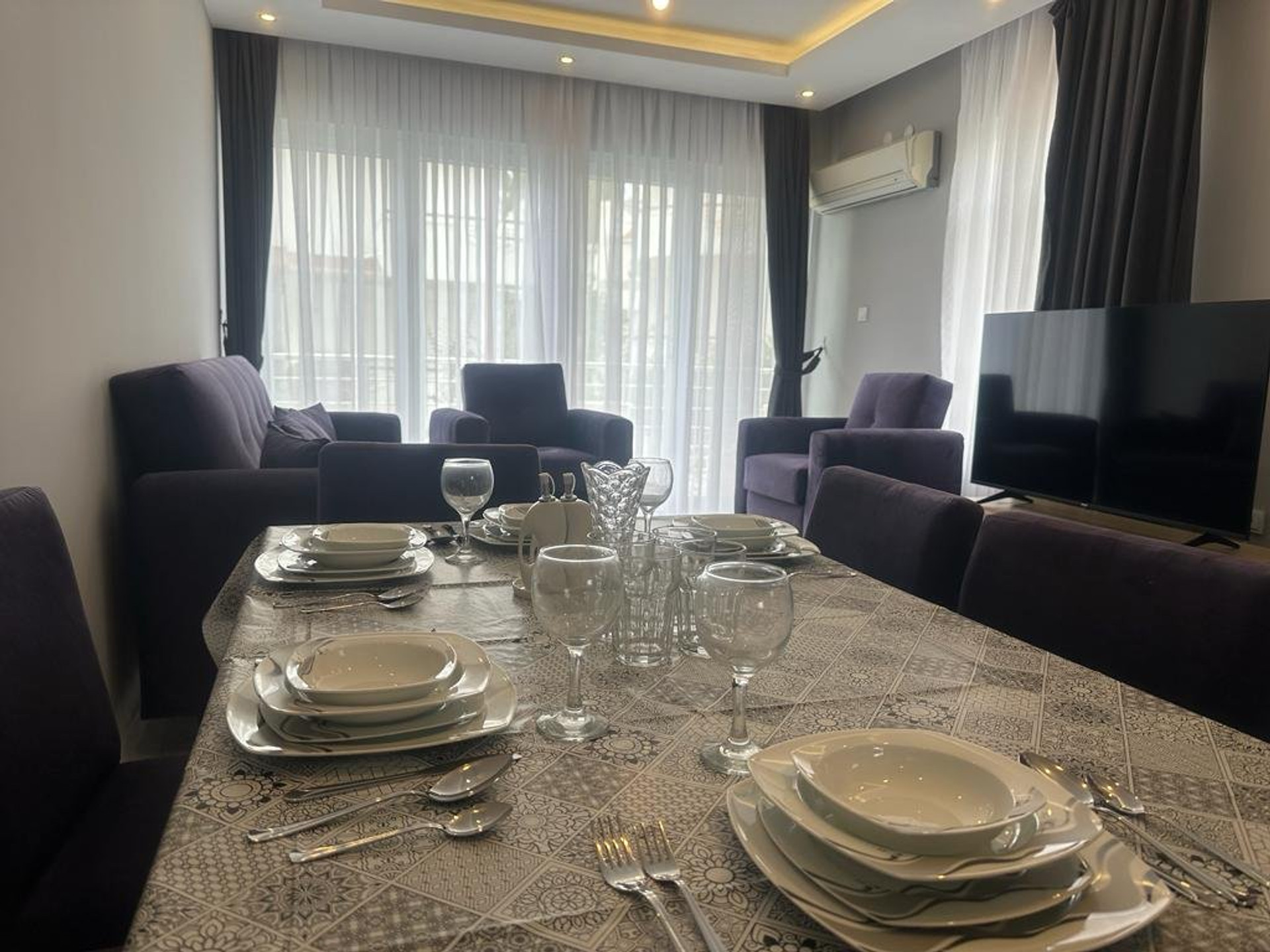 Dining area with elegant table setting