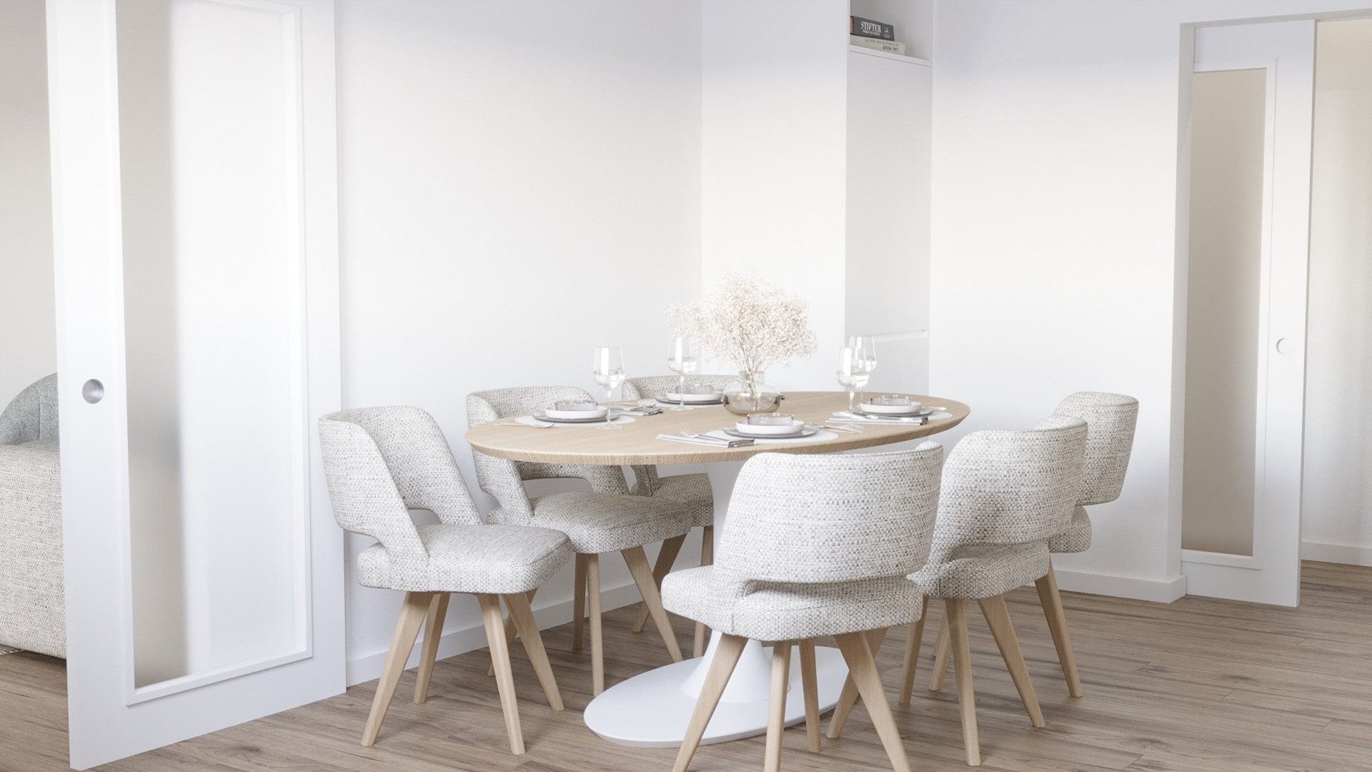 Dining area with oval table