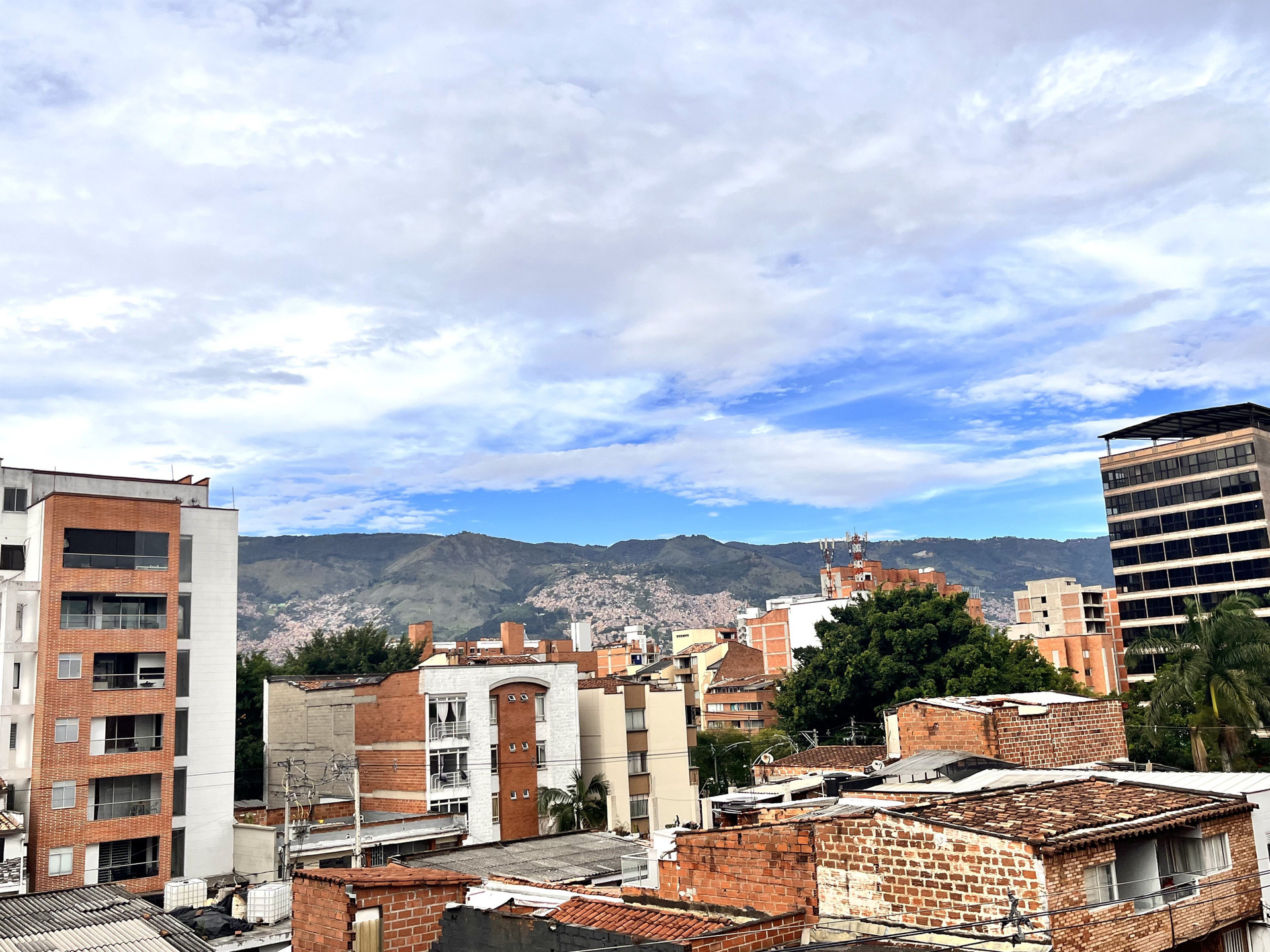 City and mountain neighborhood view