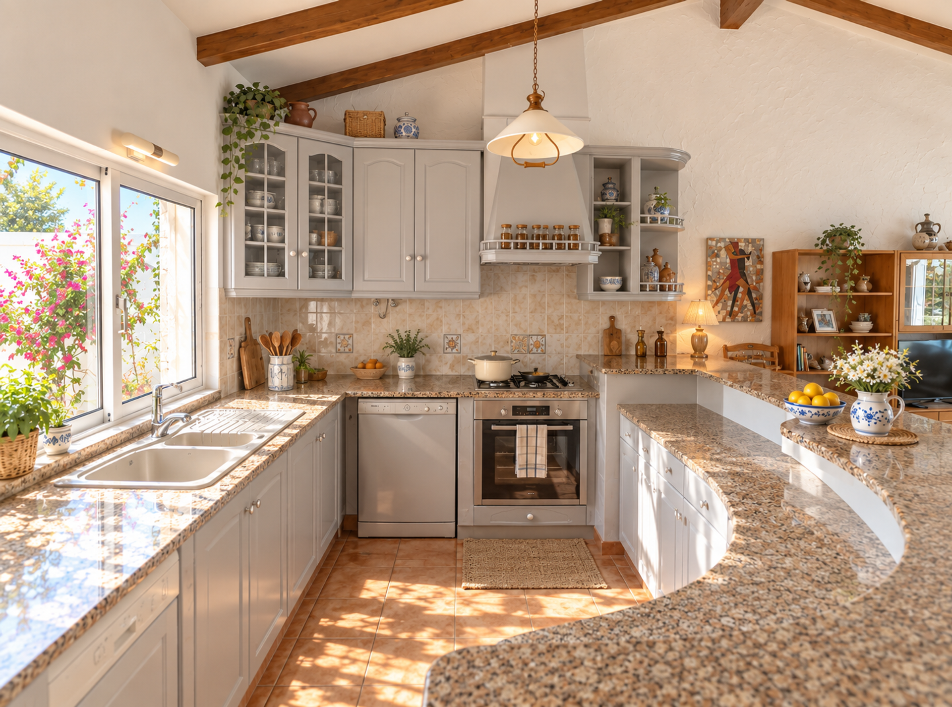 Kitchen with granite countertops
