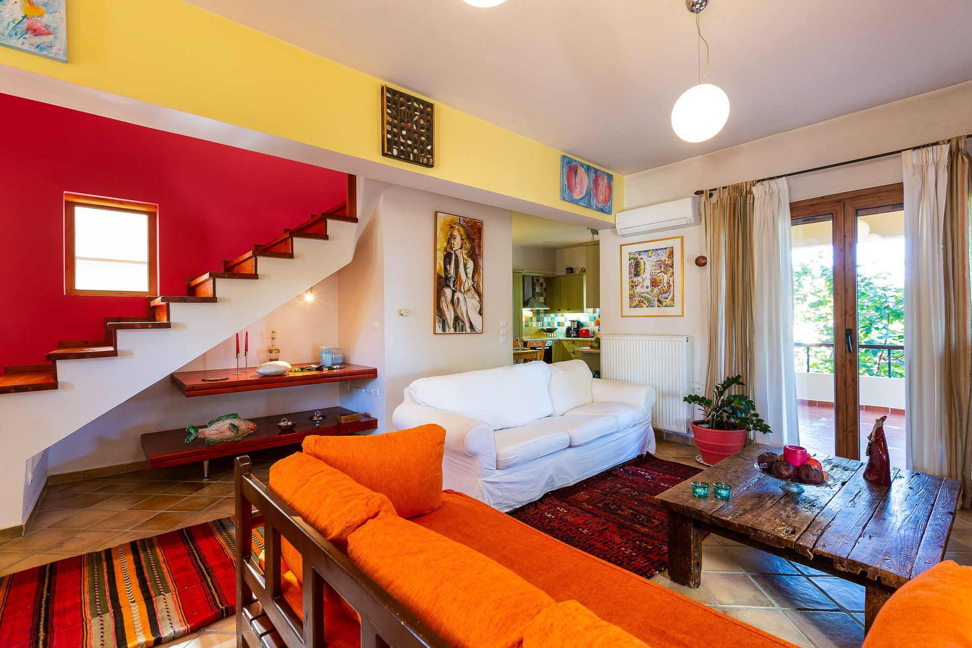 Living room with staircase
