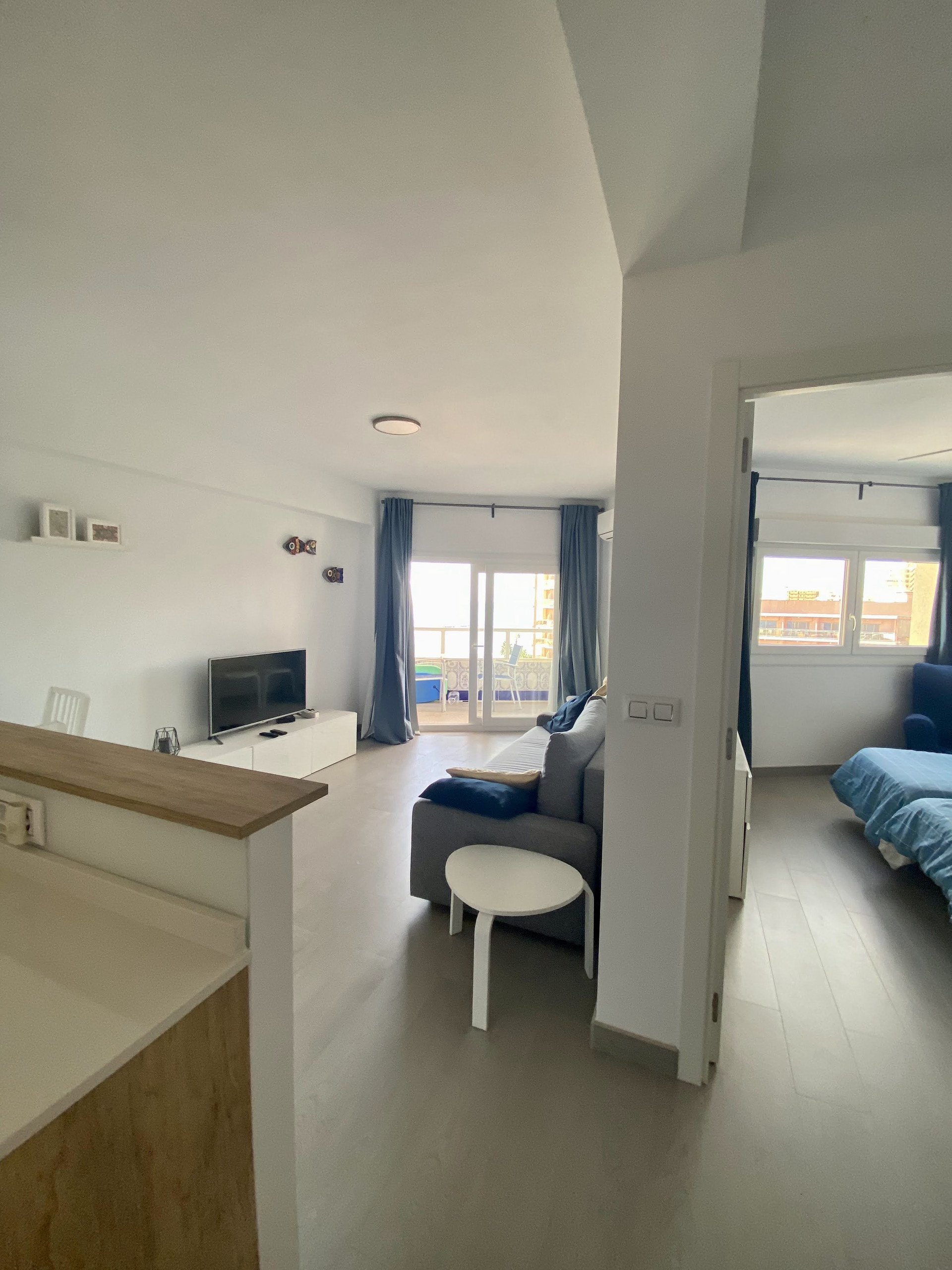 Open-plan living and bedroom area