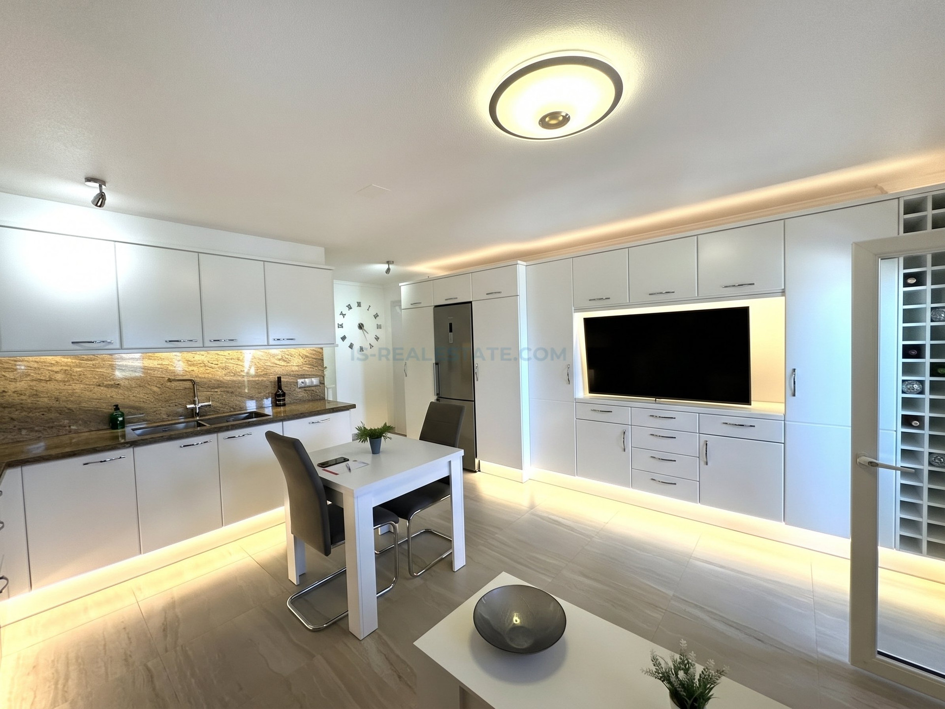 Living room and kitchen area