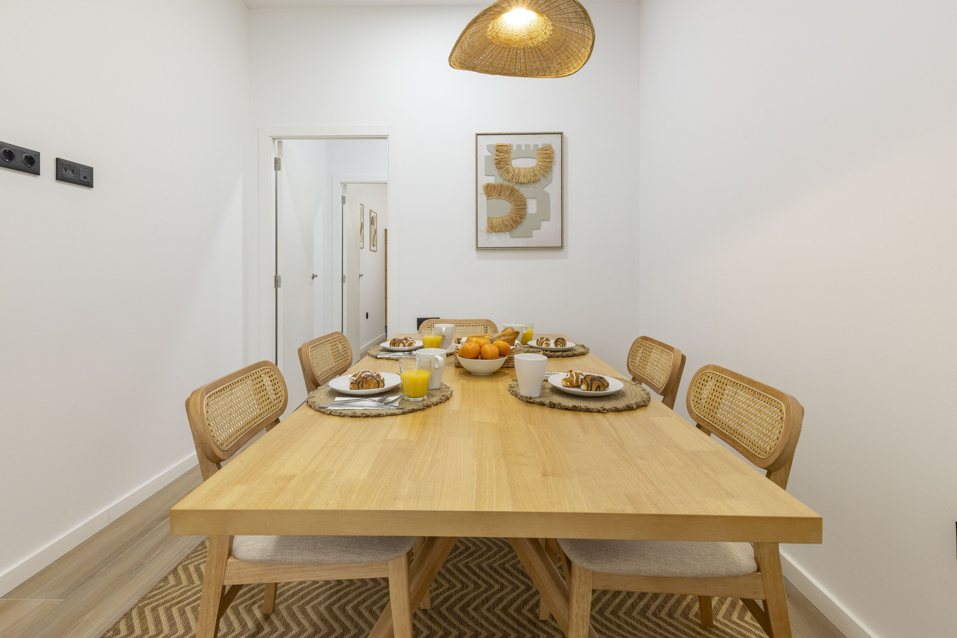 Dining table set for breakfast