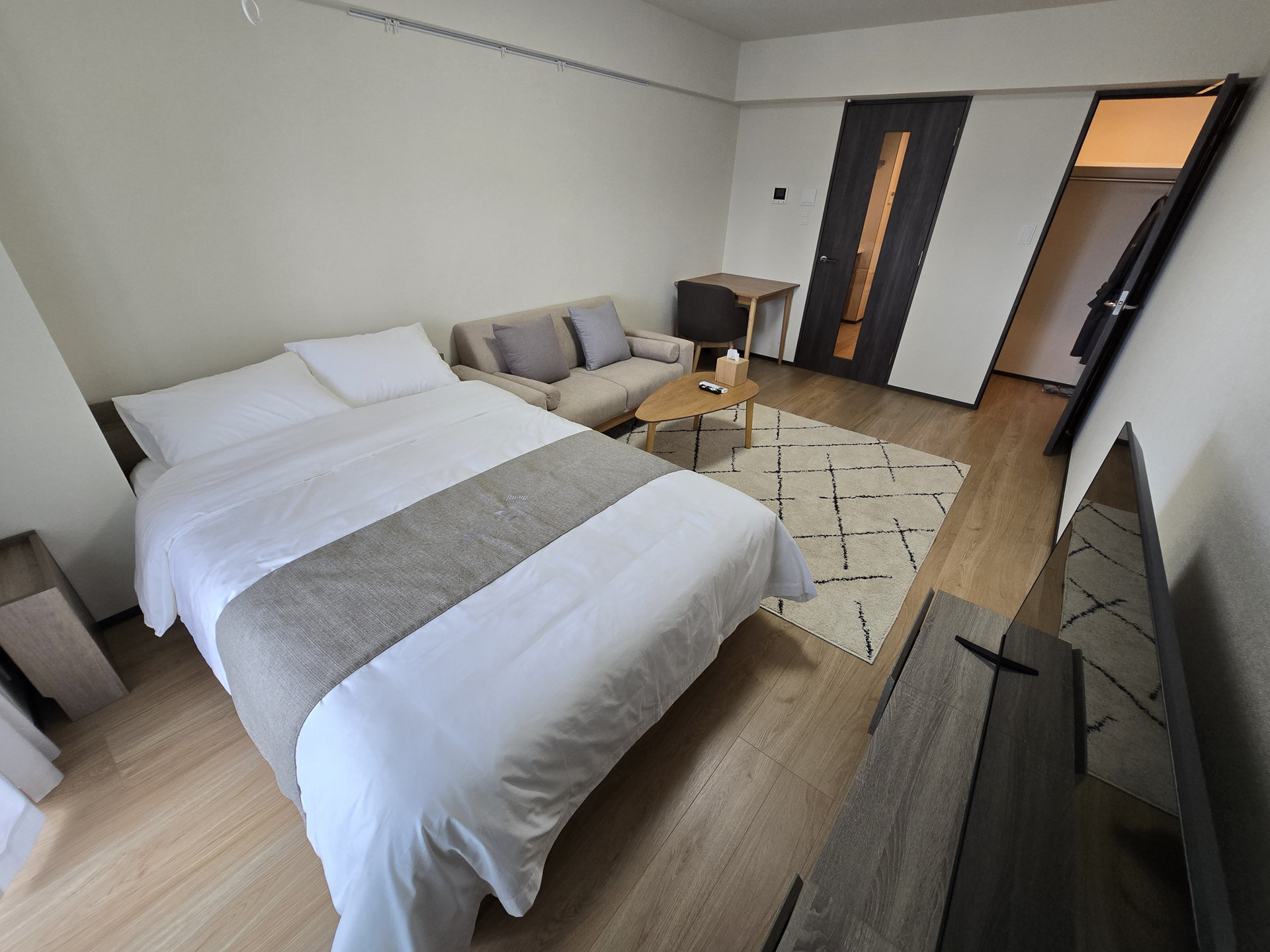 Bedroom wide angle view