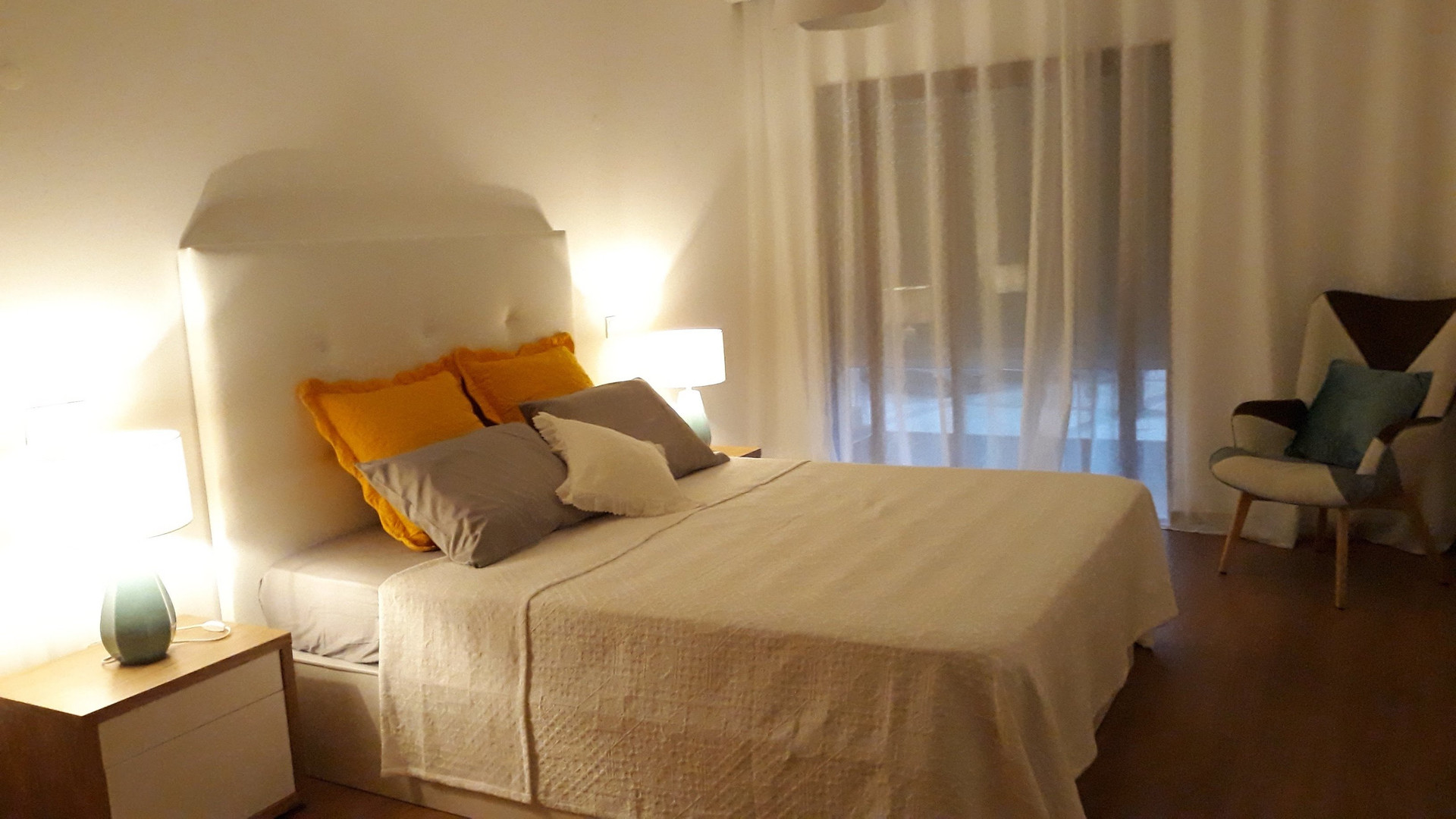 Cozy bedroom with warm lighting