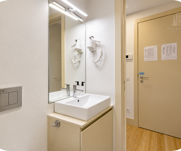 Bathroom sink and hallway door