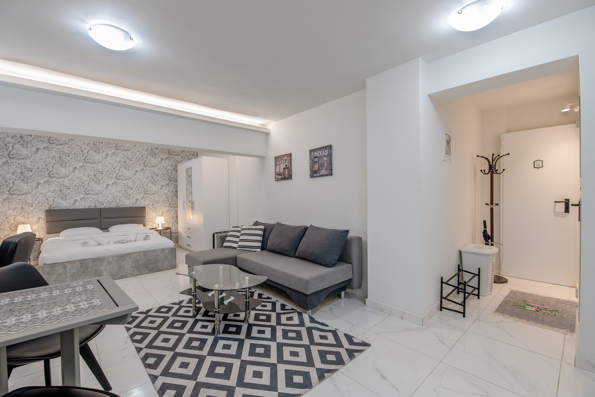 Studio interior with entrance hallway
