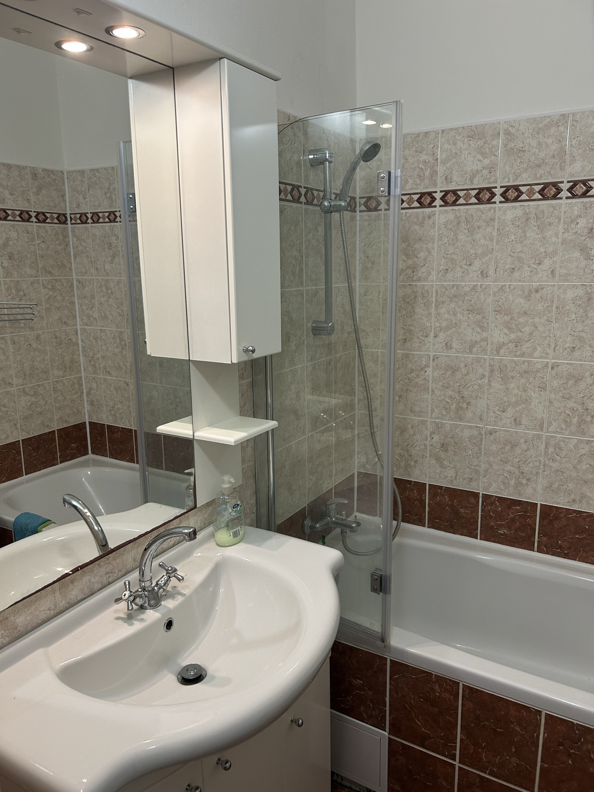 Bathroom with tub and shower
