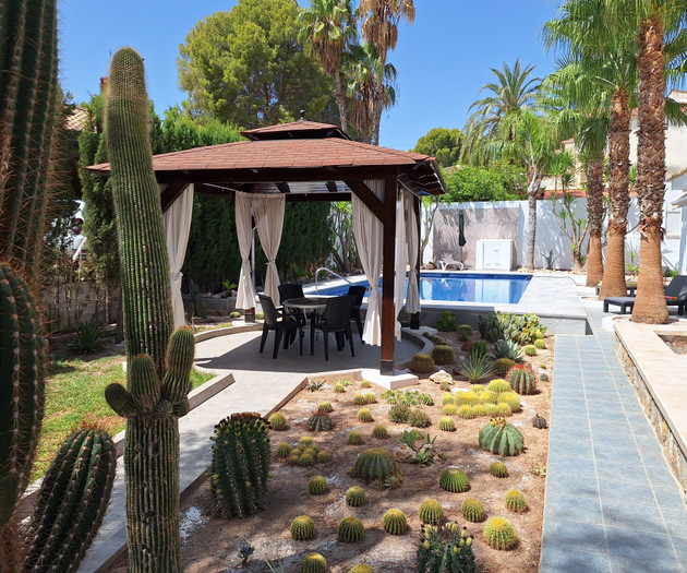 Cactus garden with gazebo pool
