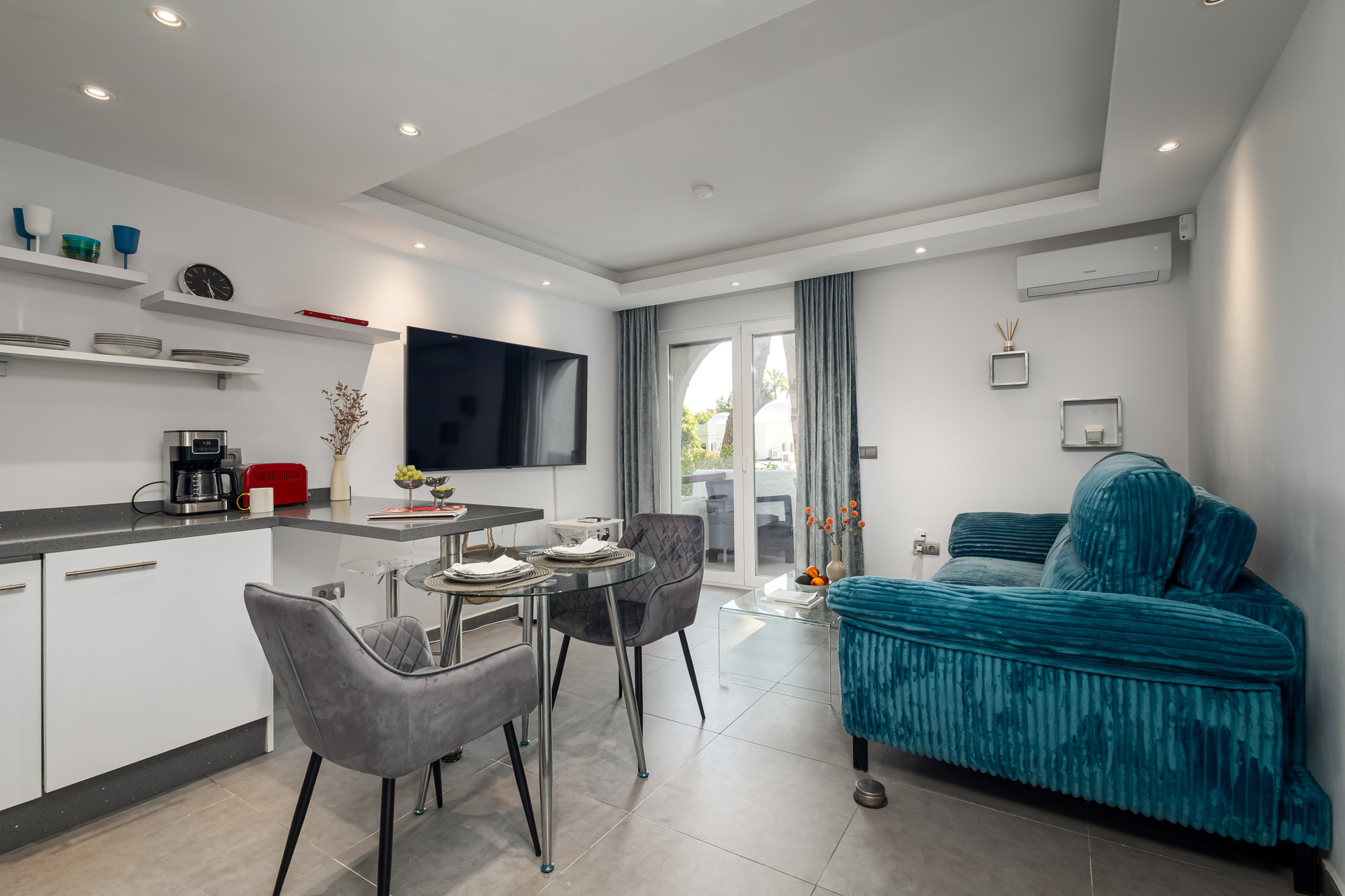 Open living area with dining