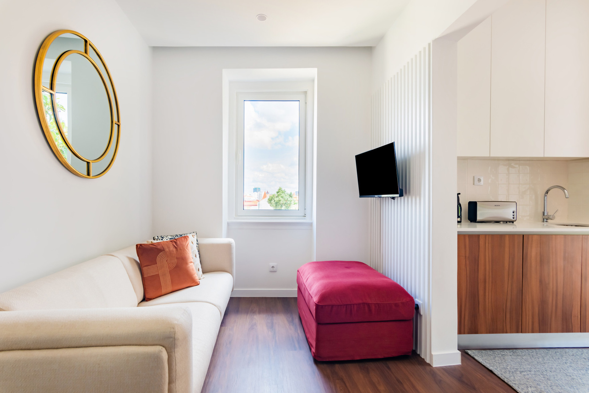 Seating Area with a Cozy Sofa and Flat Screen TV