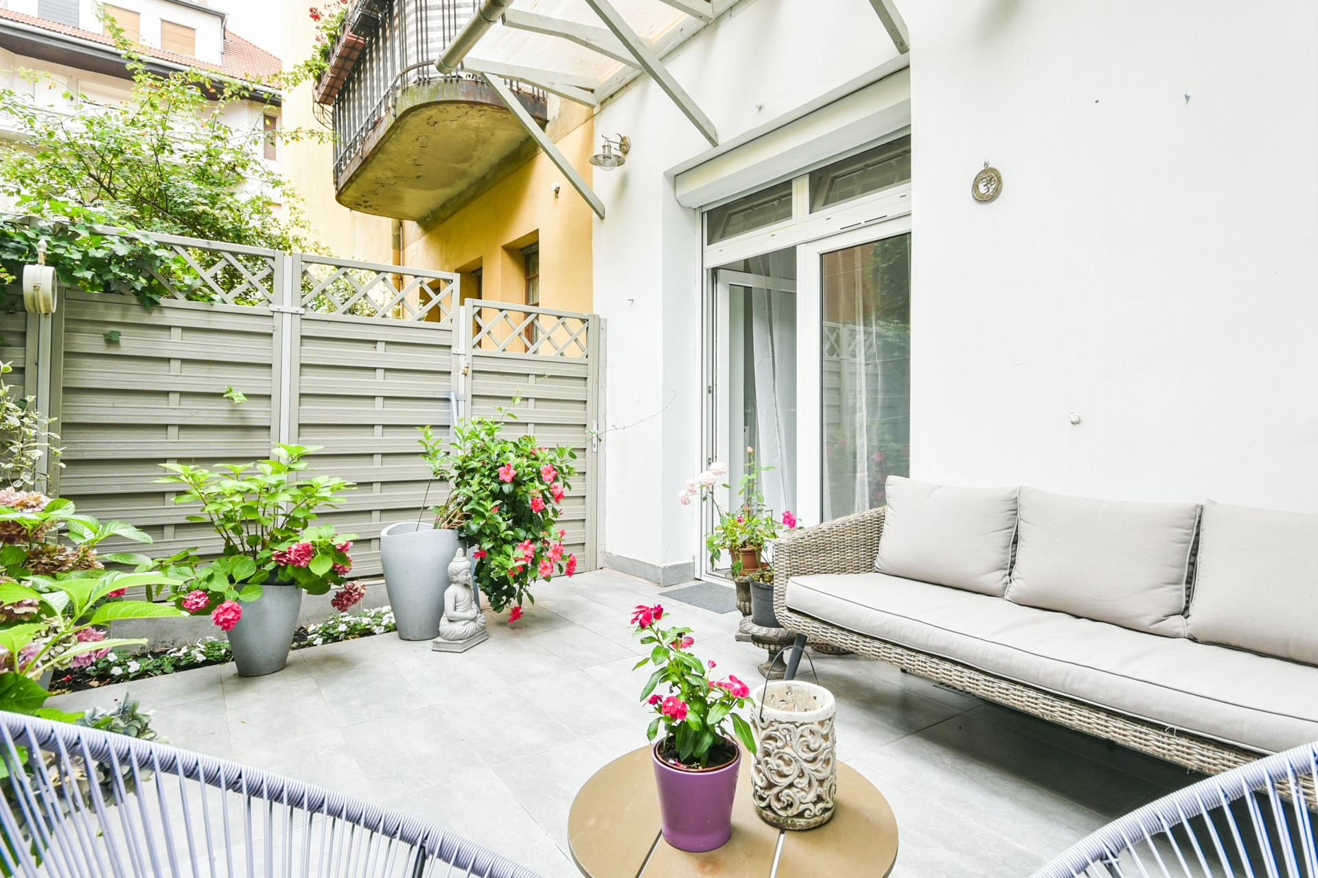 Terrace with sofa and plants