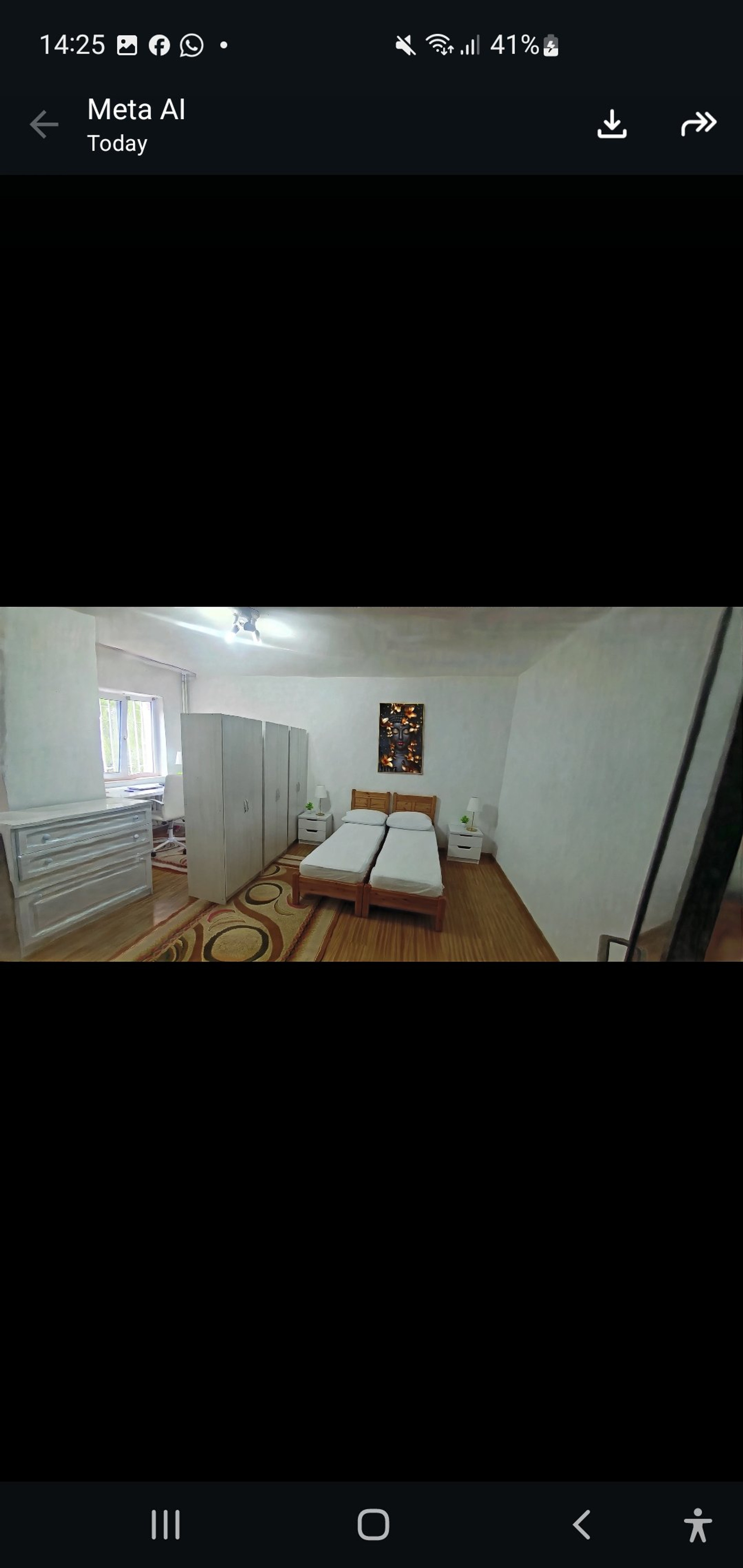 Bedroom with twin beds, wardrobe