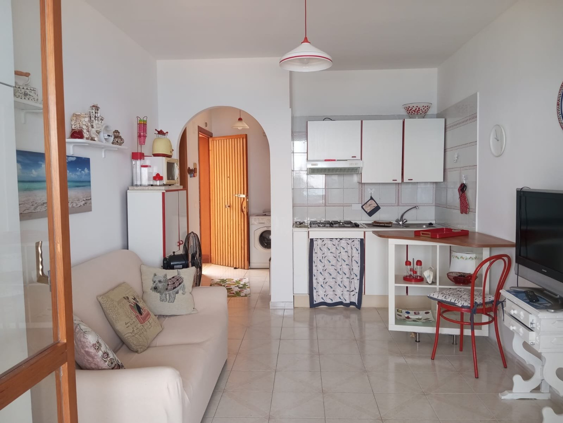Open living room and kitchenette