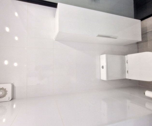 Bathroom with toilet and cabinet