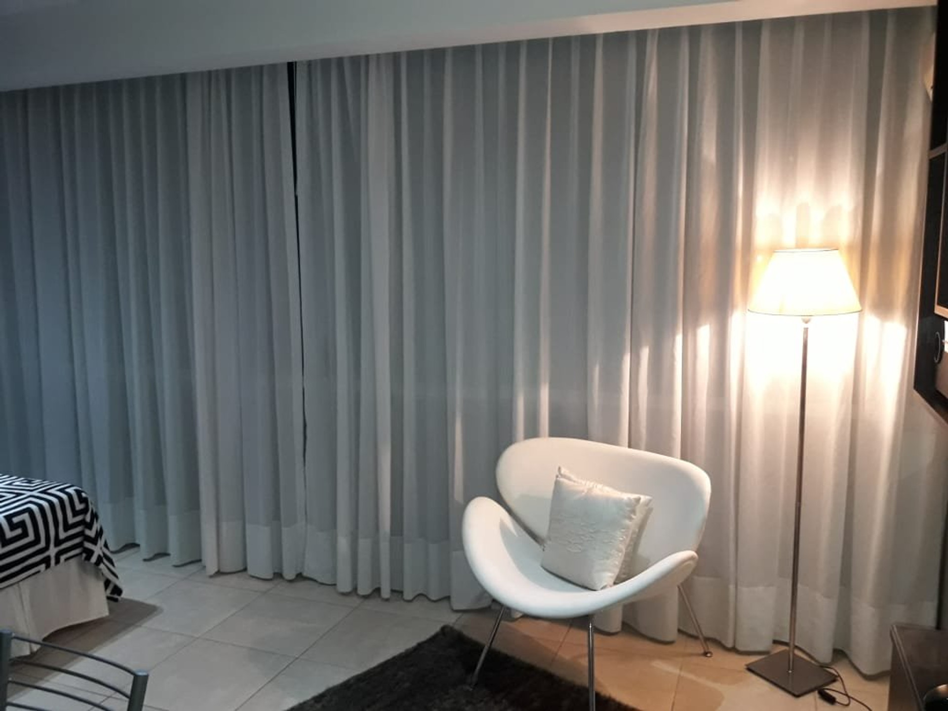 Sitting area with curtains