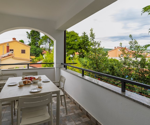 Balcony dining table with view