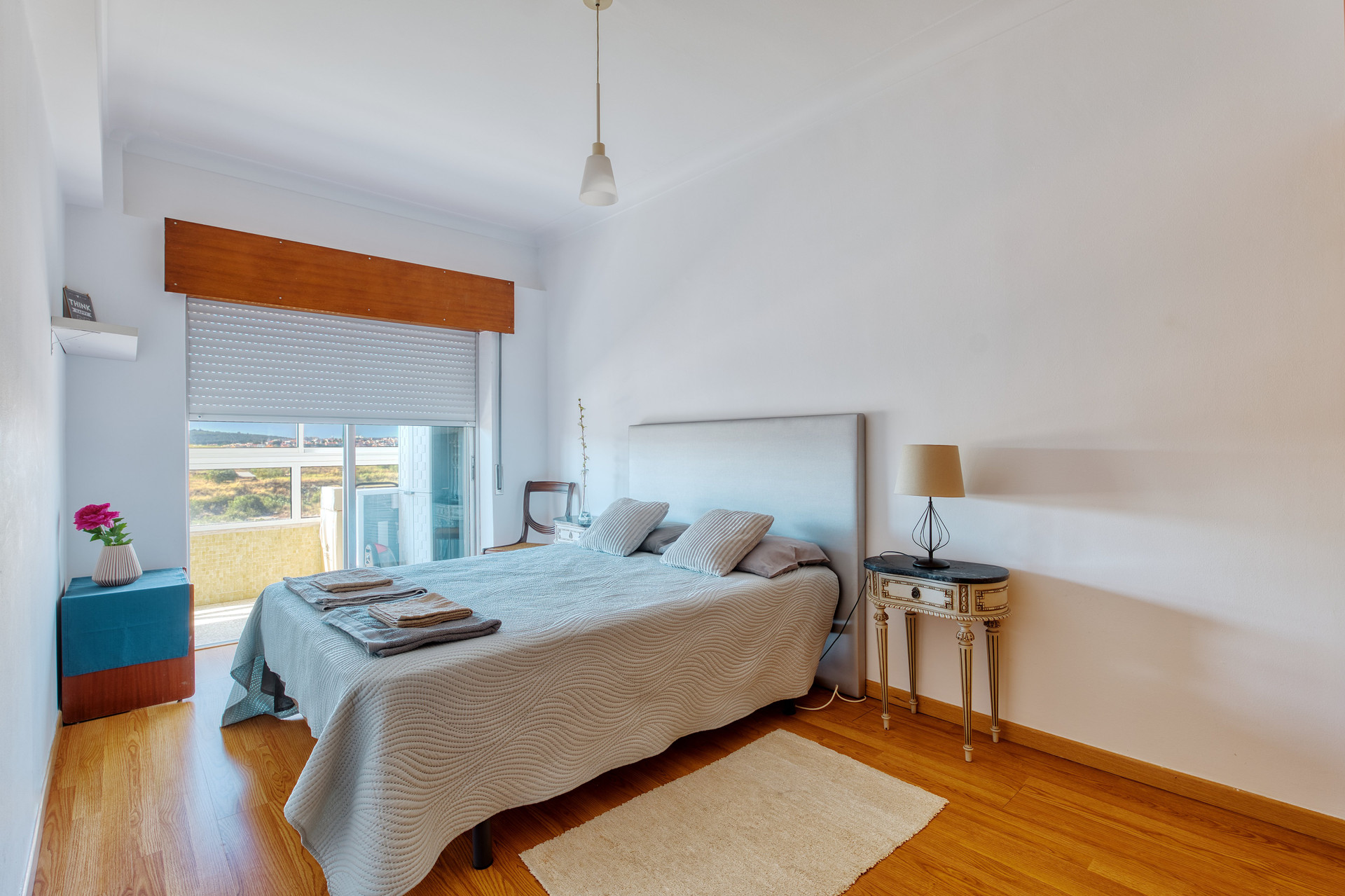 Bright bedroom with river view