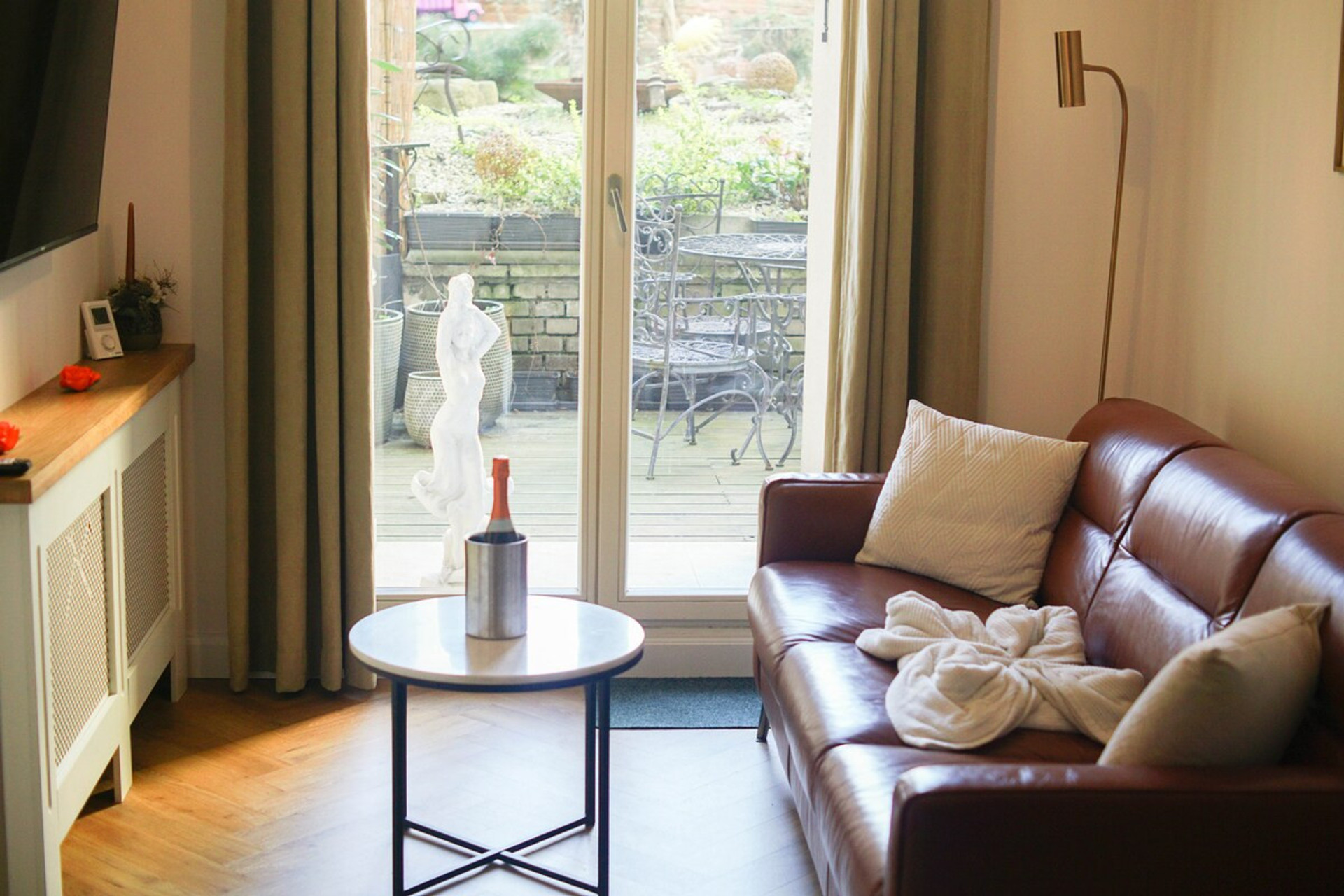 Living room sofa with garden view