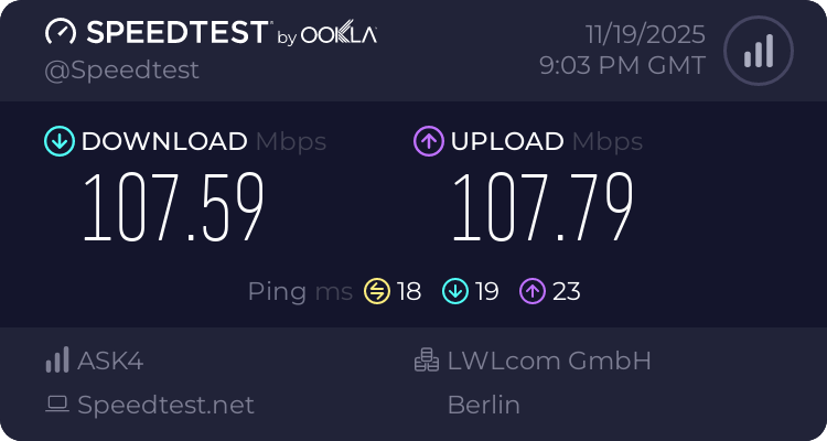 Speedtest.net result