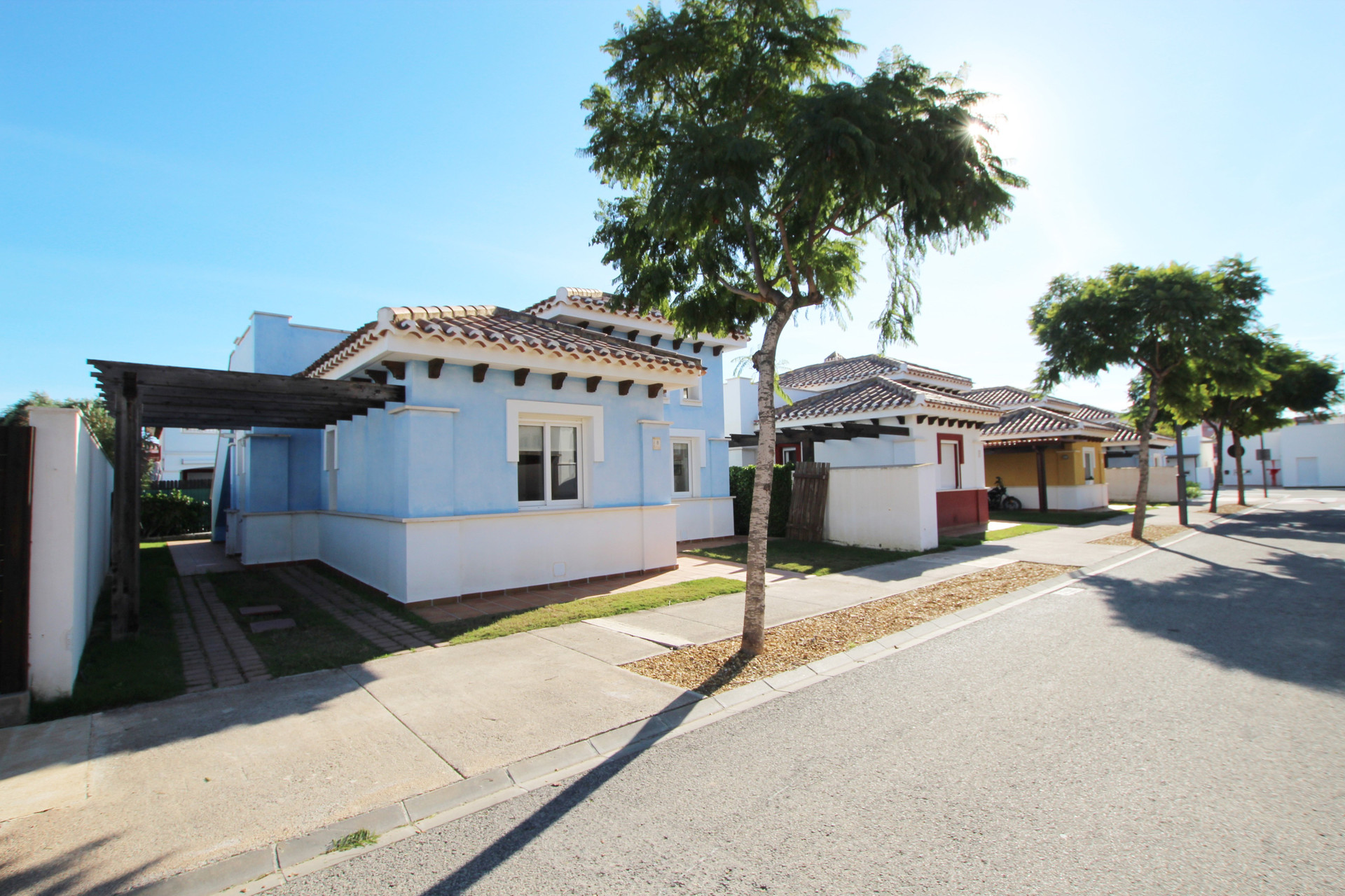 Street view of villa exterior