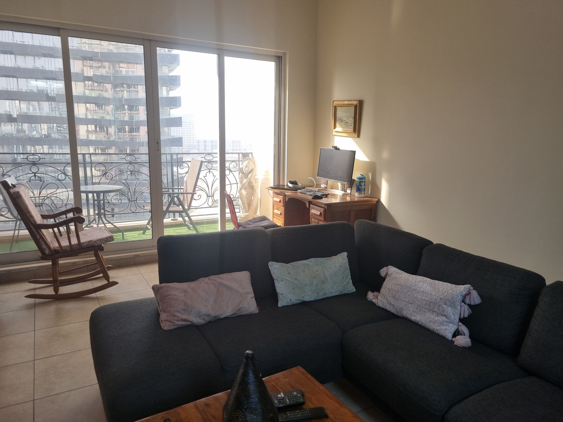 Living room with sofa and desk