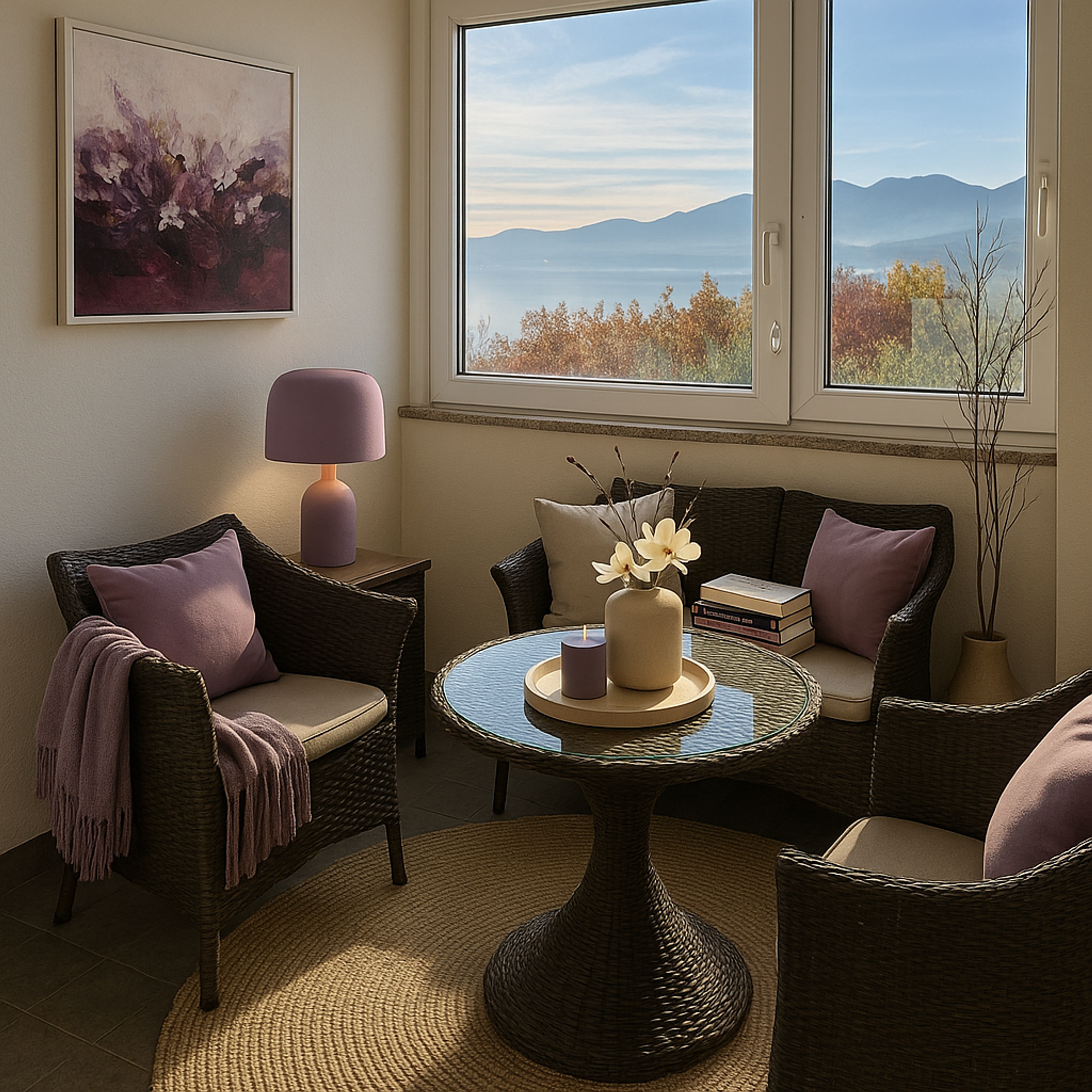 Sitting area with view – Cozy corner with beautiful views, perfect for your morning coffee.