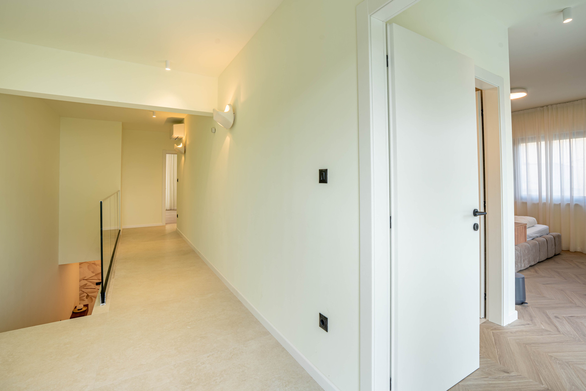 Upstairs hallway and bedroom door