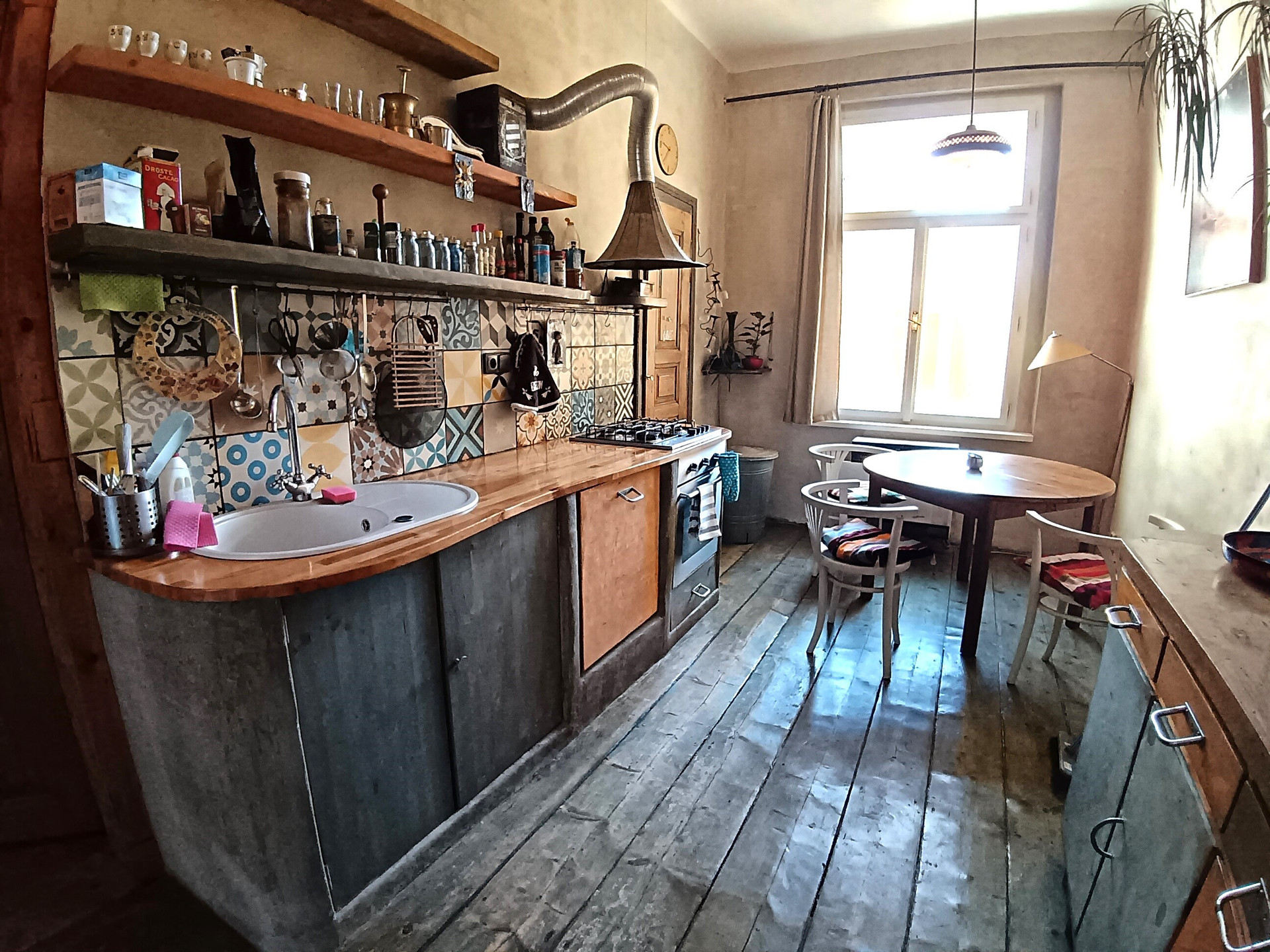 Rustic kitchen with dining area