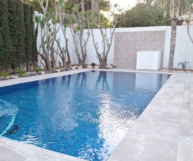 Pool with cactus garden view