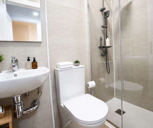 Bathroom with glass shower