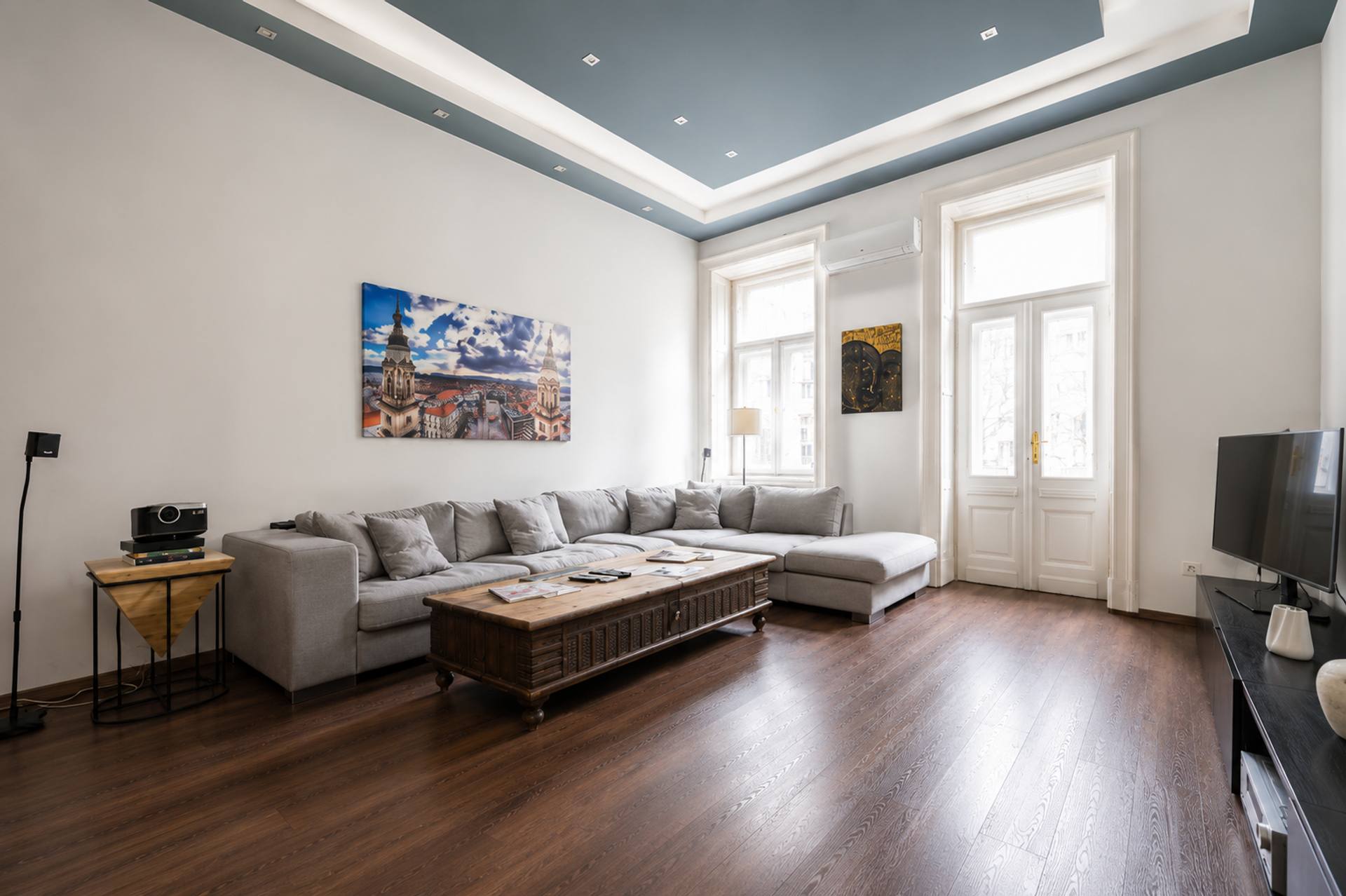 Bright living room large windows
