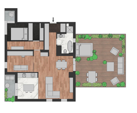 Penthouse 81m2 with a 46m2 terrace.